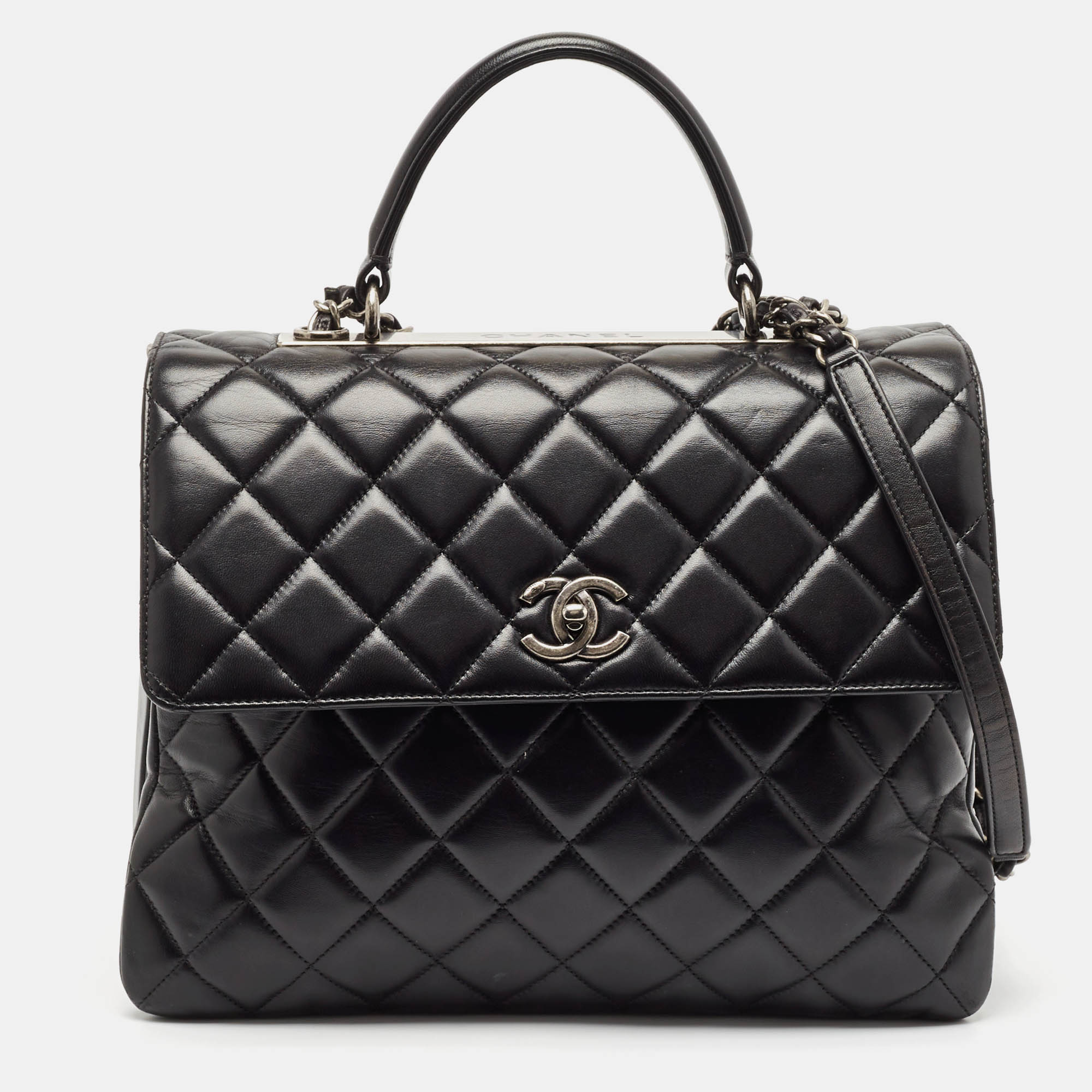 

Chanel Black Quilted Leather  Trendy CC Top Handle Bag