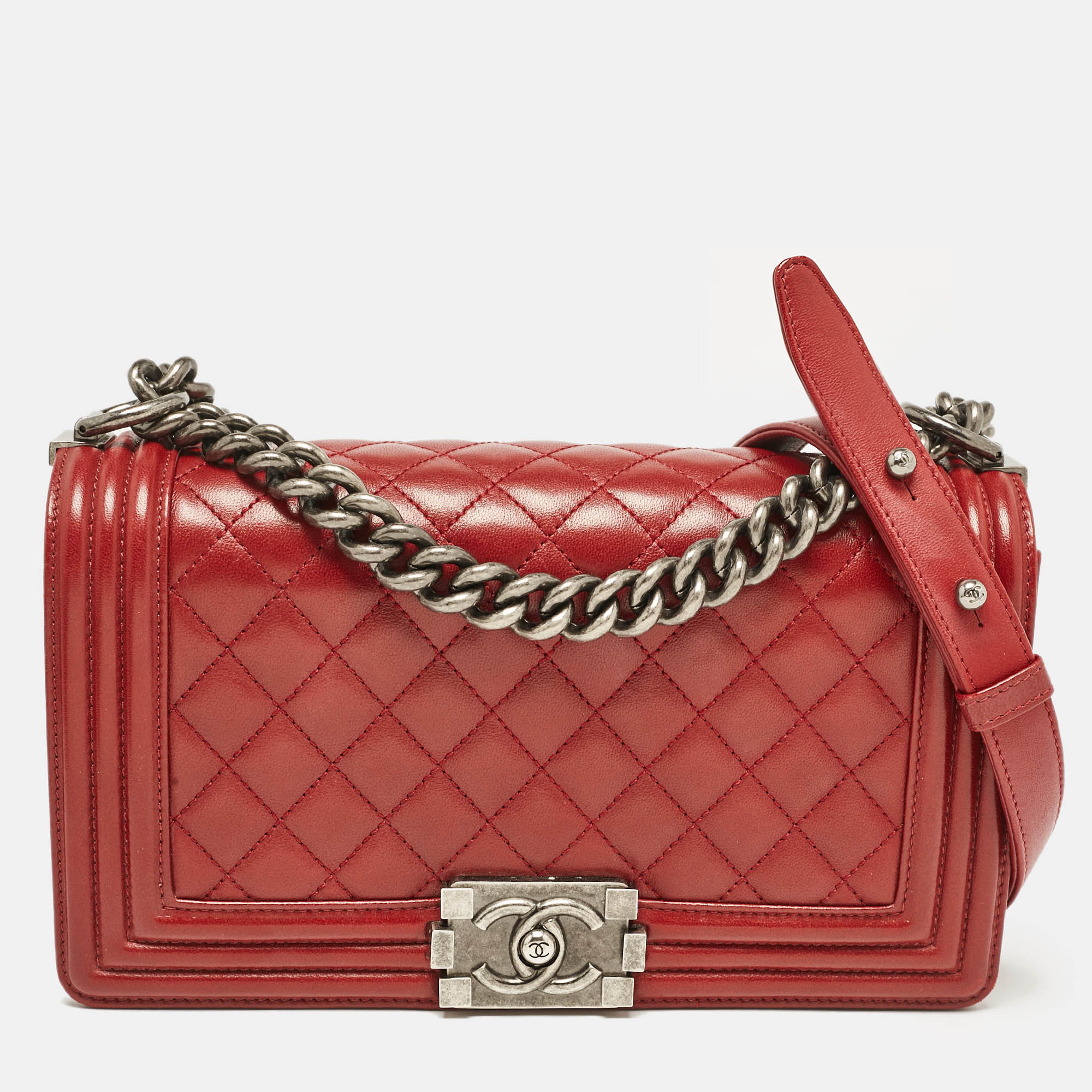 

Chanel Red Quilted Leather  Boy Flap Bag