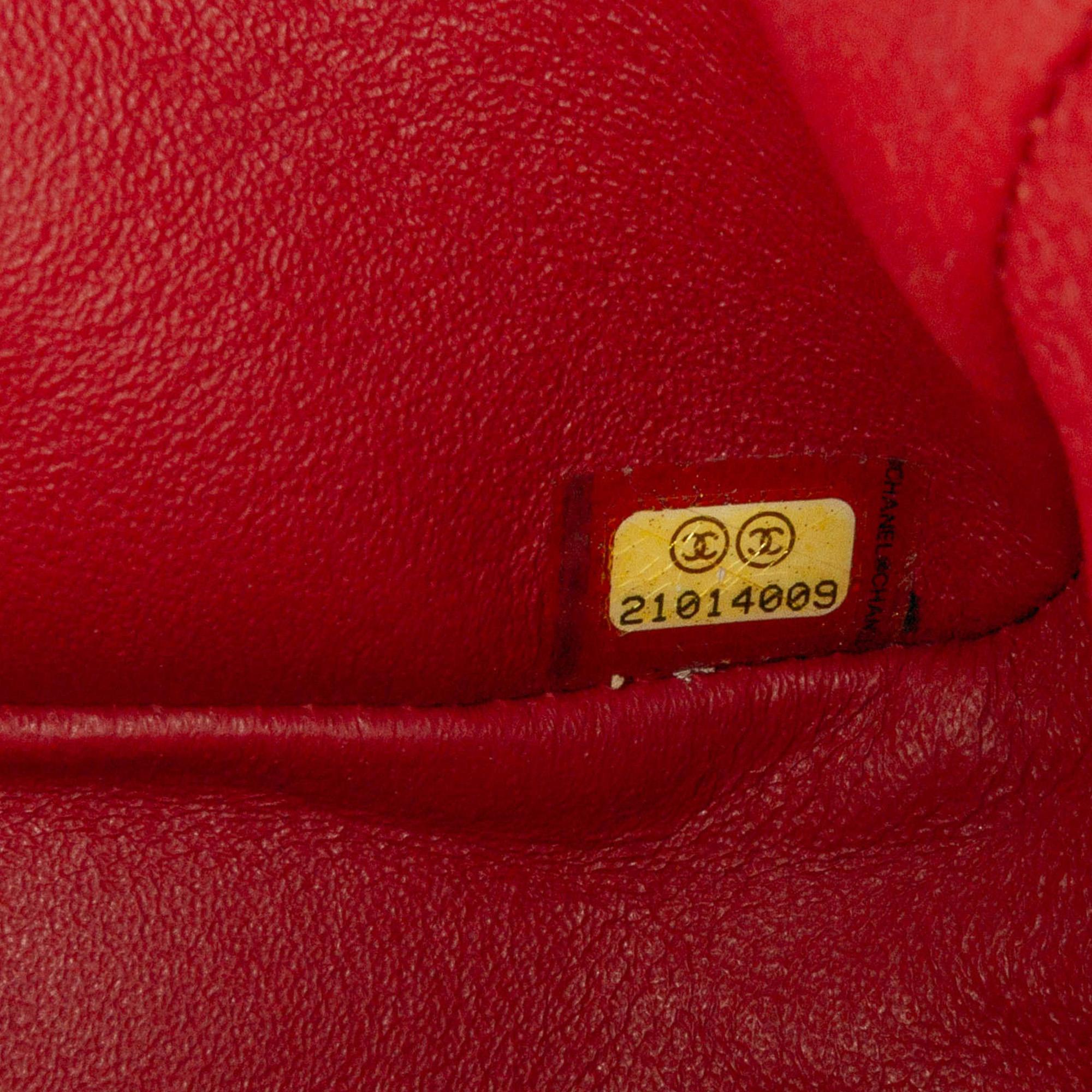 Chanel Red Mini Square Classic Chevron Lambskin Single Flap 