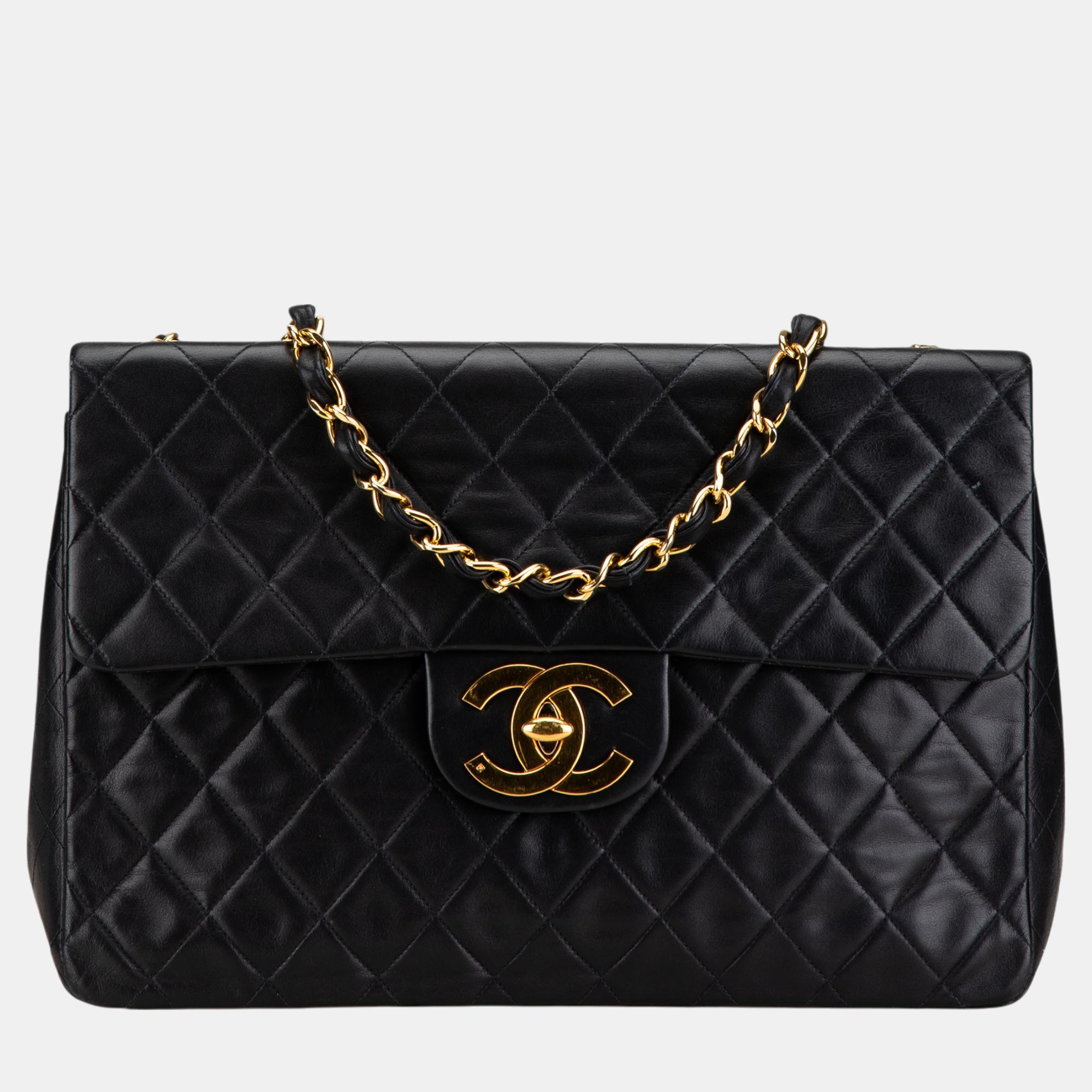 

Chanel Black Lambskin Maxi  Classic Single Flap Bag