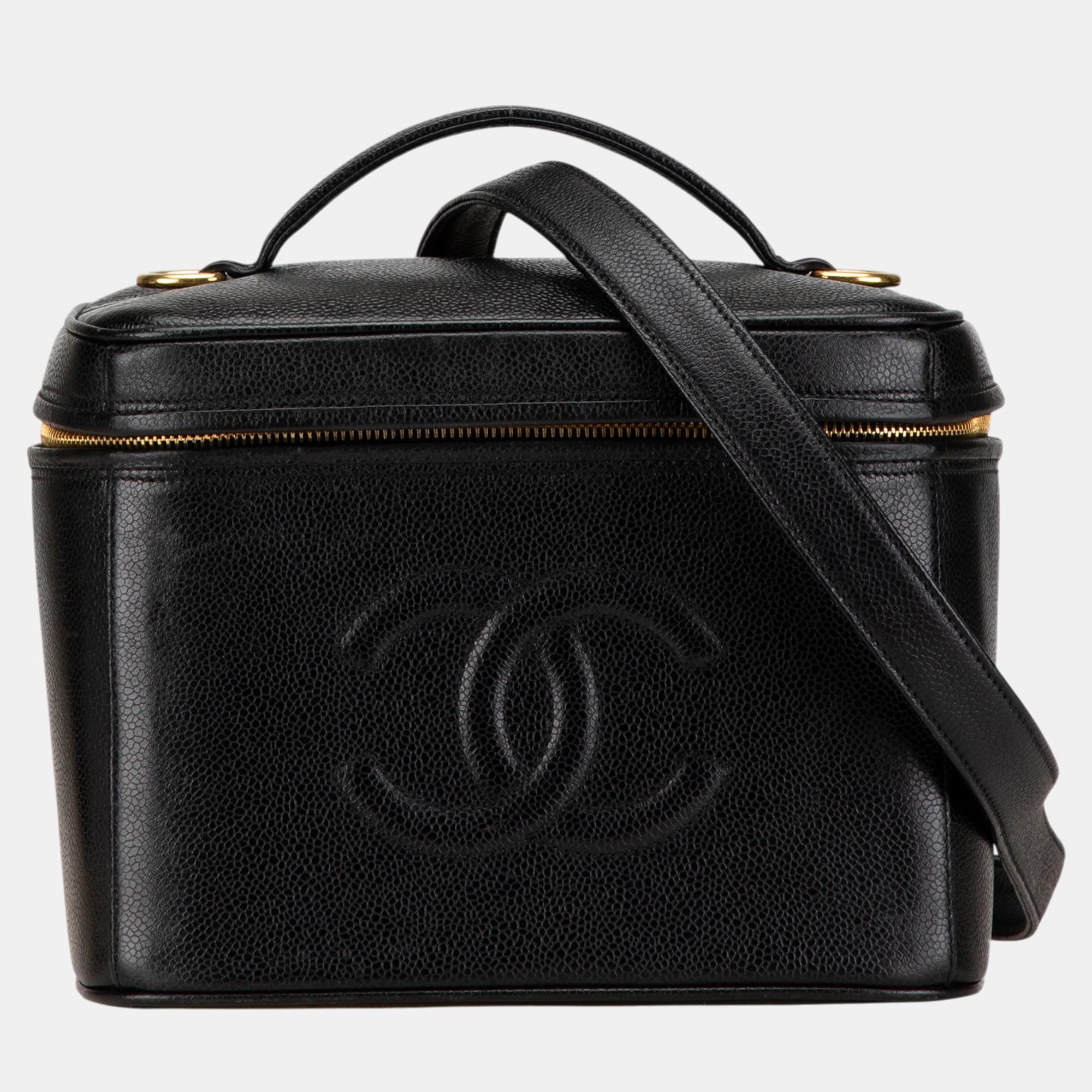 

Chanel Black CC Caviar Vanity Train Case