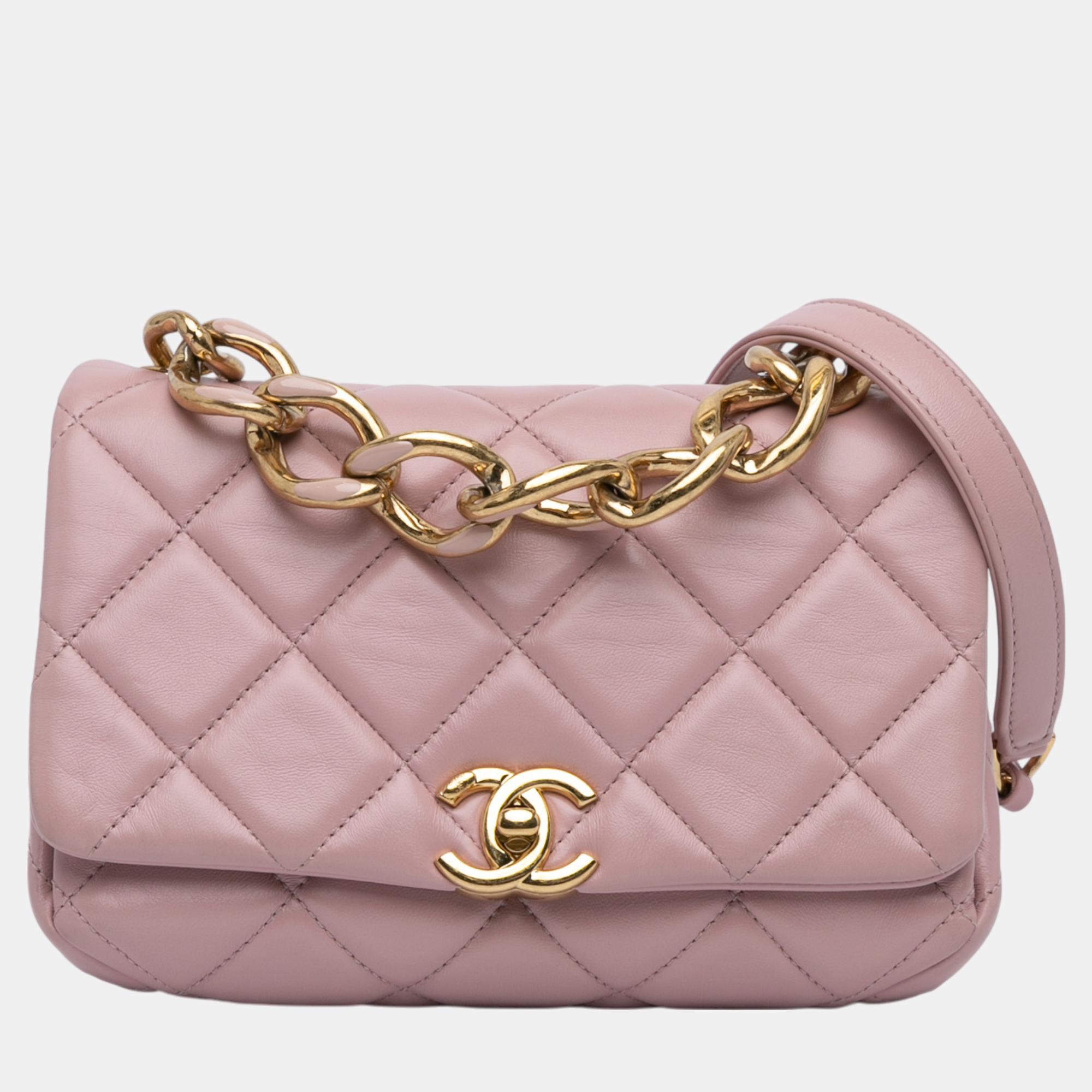 

Chanel Pink Small Quilted Lambskin Color Match Flap