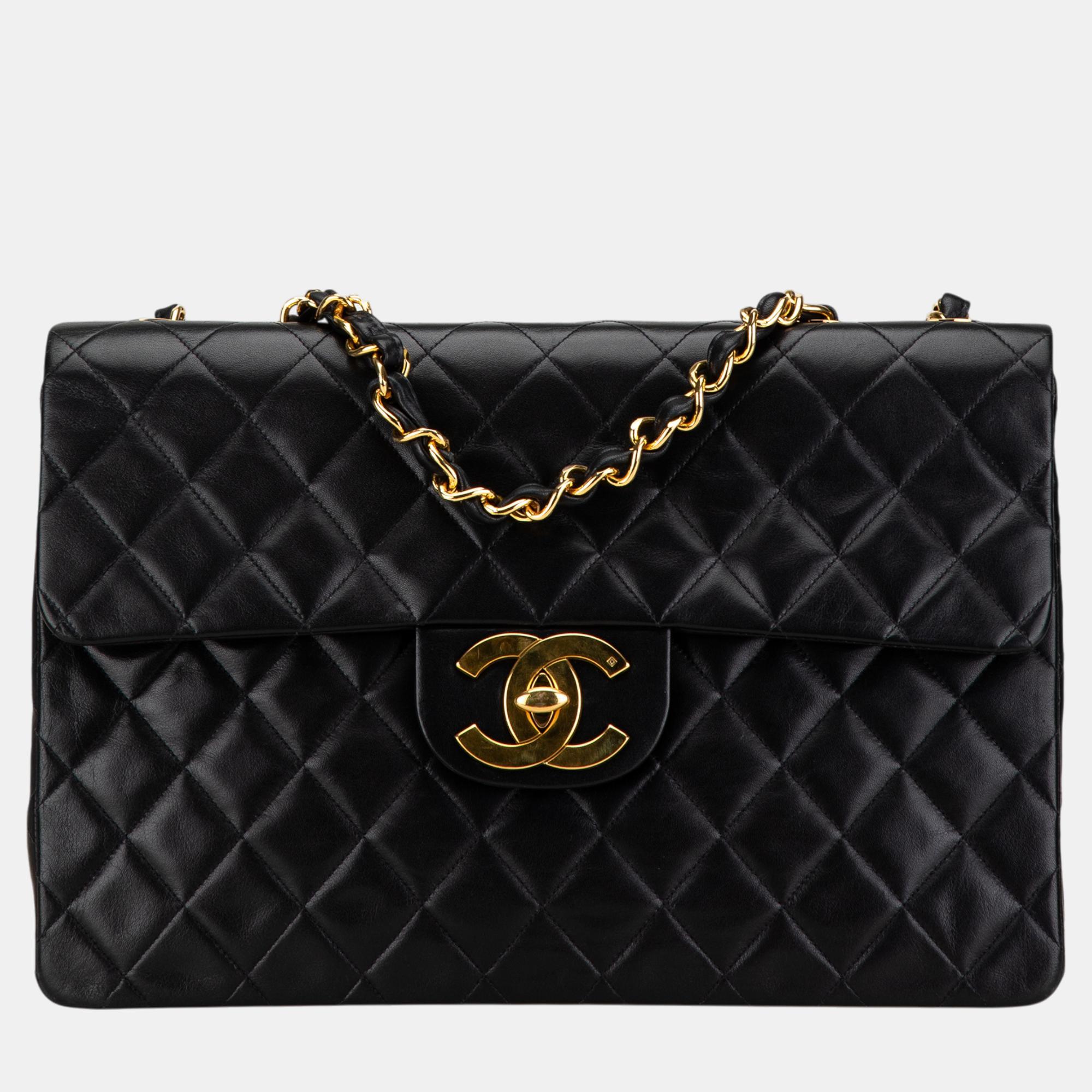 

Chanel Black Maxi  Classic Lambskin Single Flap