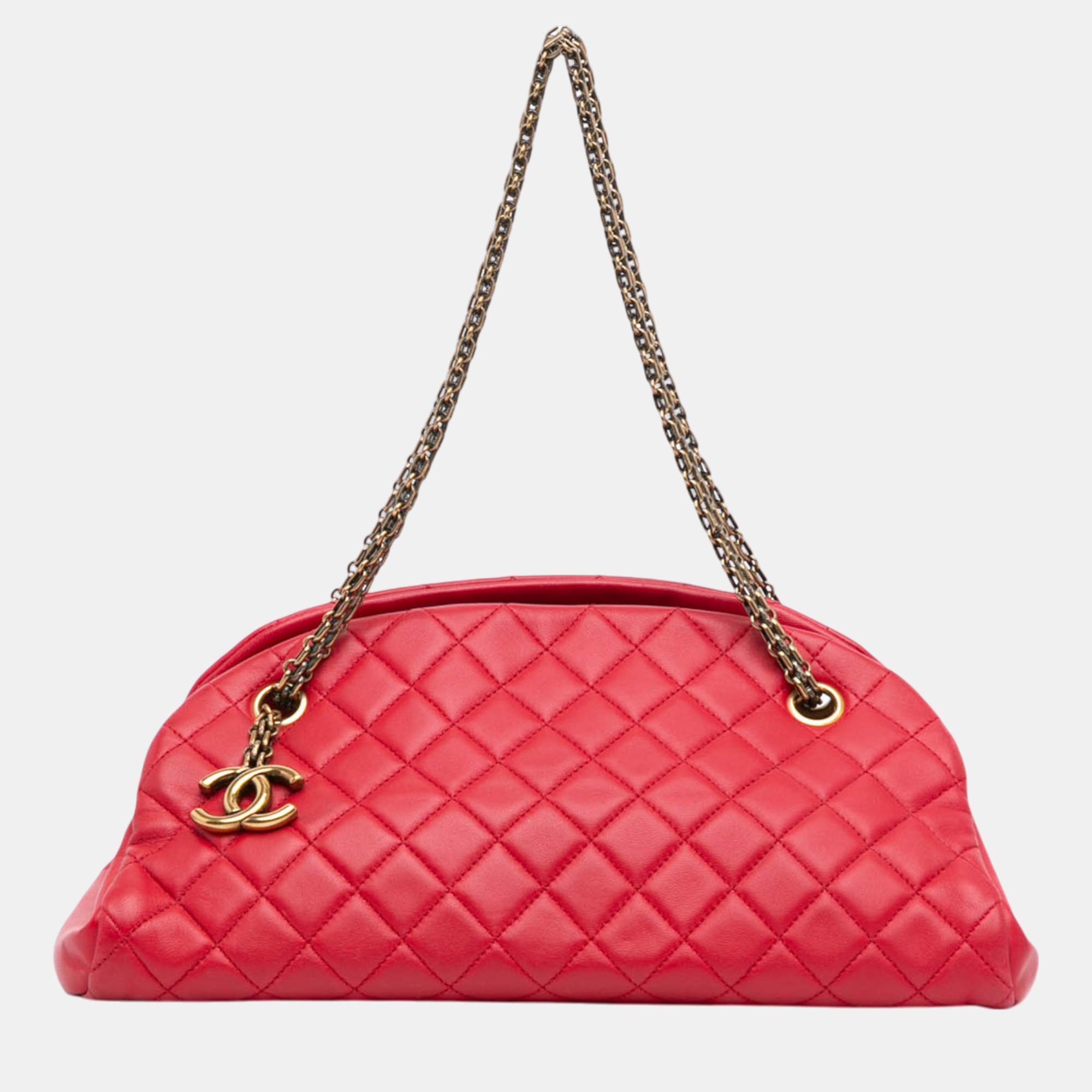 

Chanel Red Medium Lambskin Just Mademoiselle Shoulder Bag