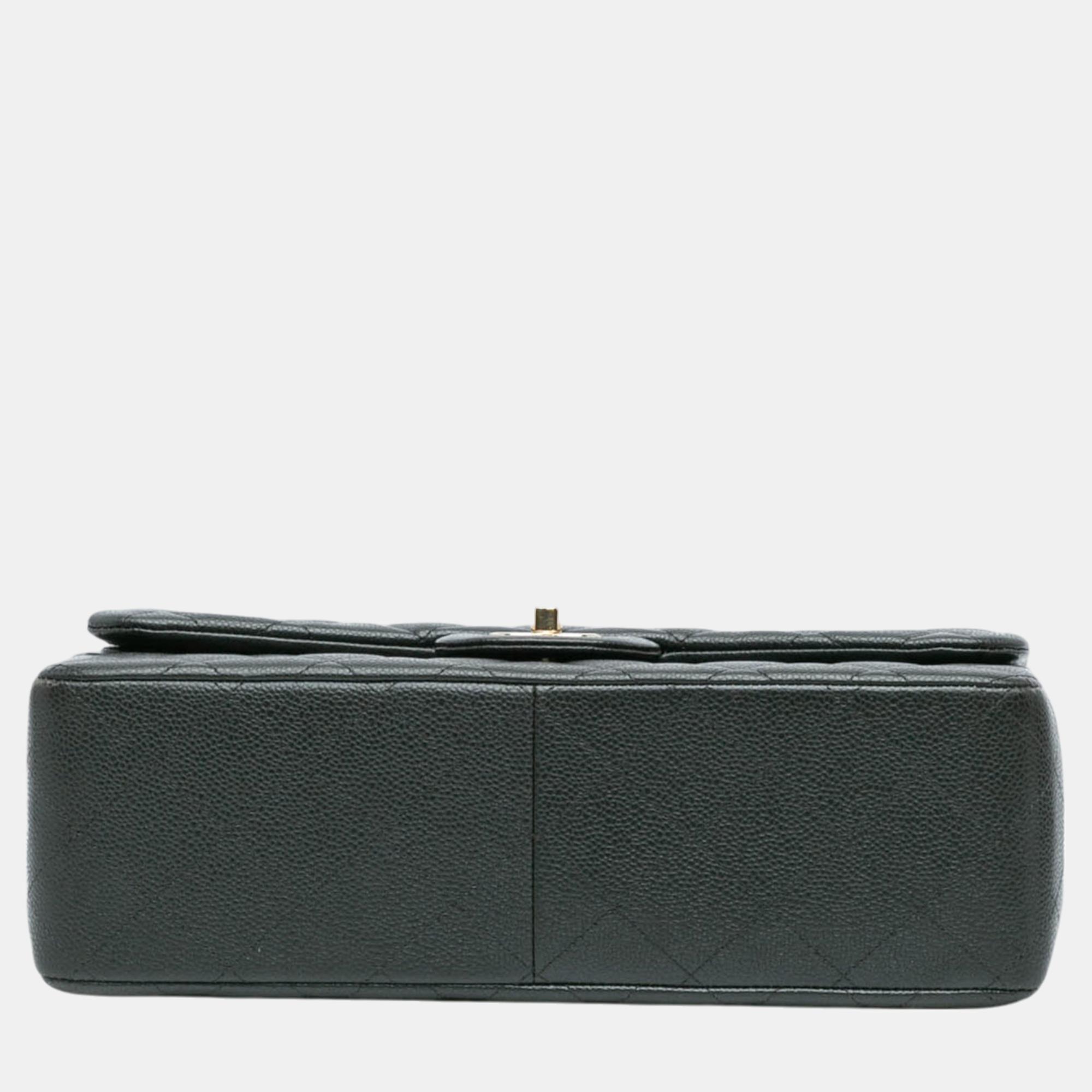 Chanel Black Jumbo Classic Caviar Double Flap 
