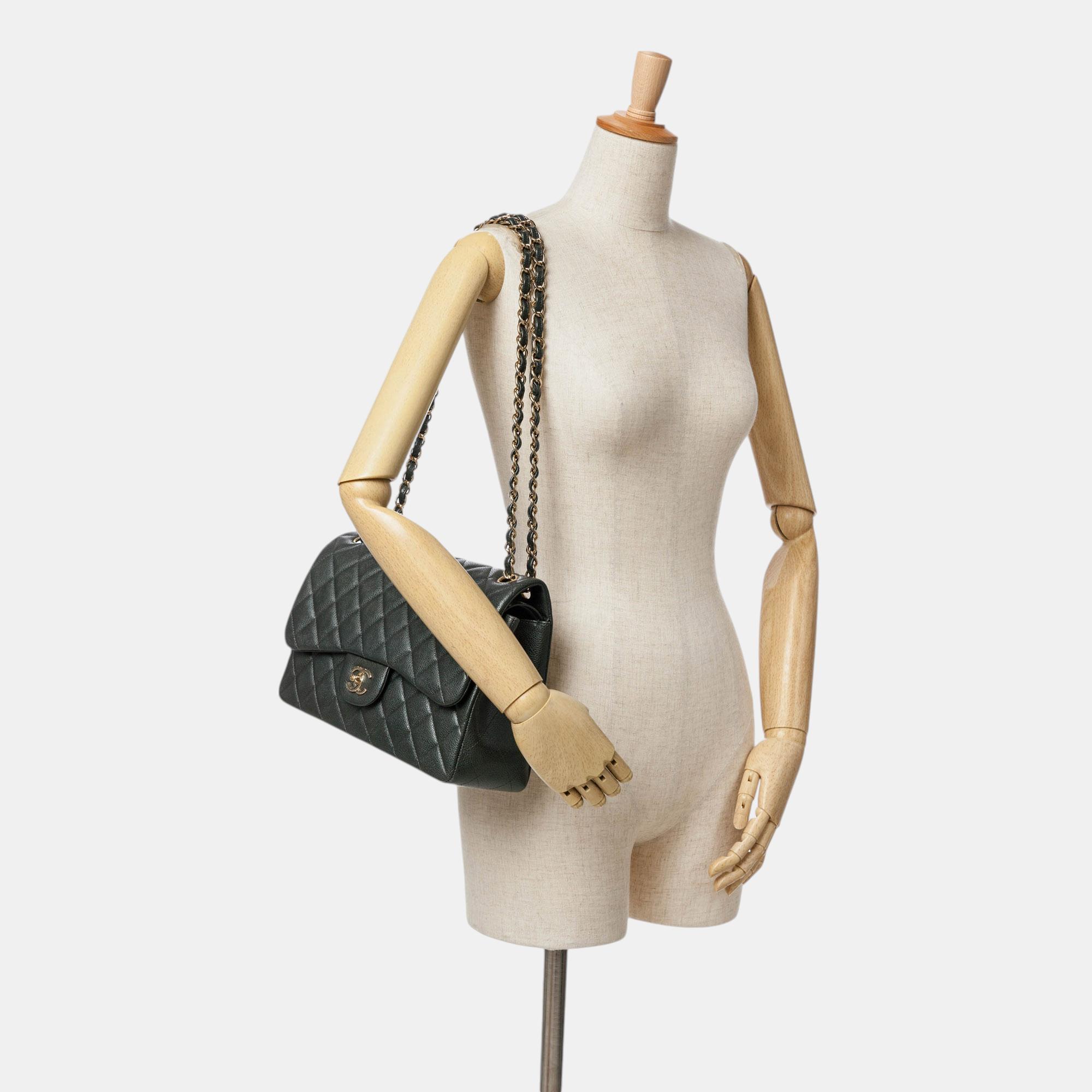 Chanel Black Jumbo Classic Caviar Double Flap 