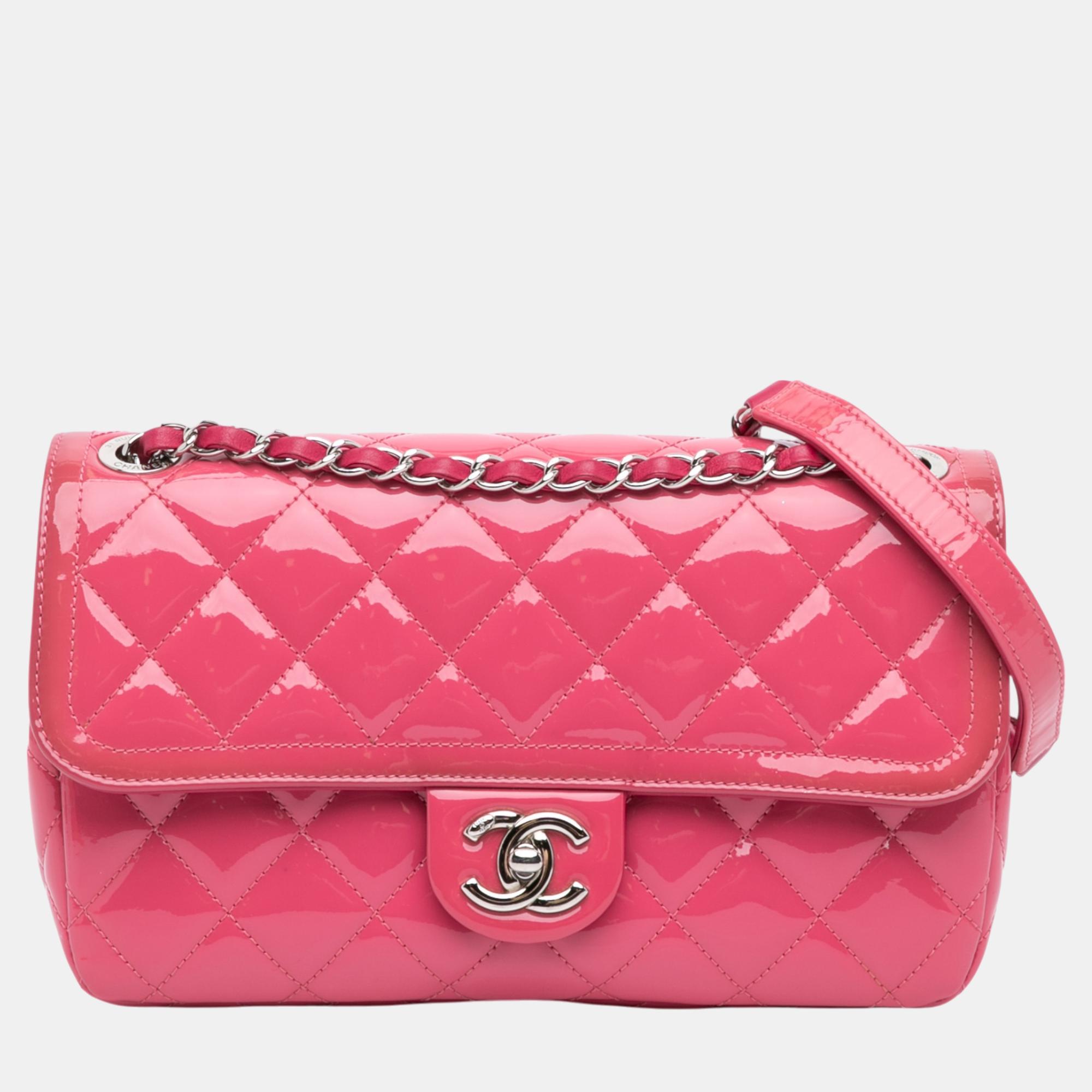 

Chanel Pink Medium Patent Coco Shine Flap