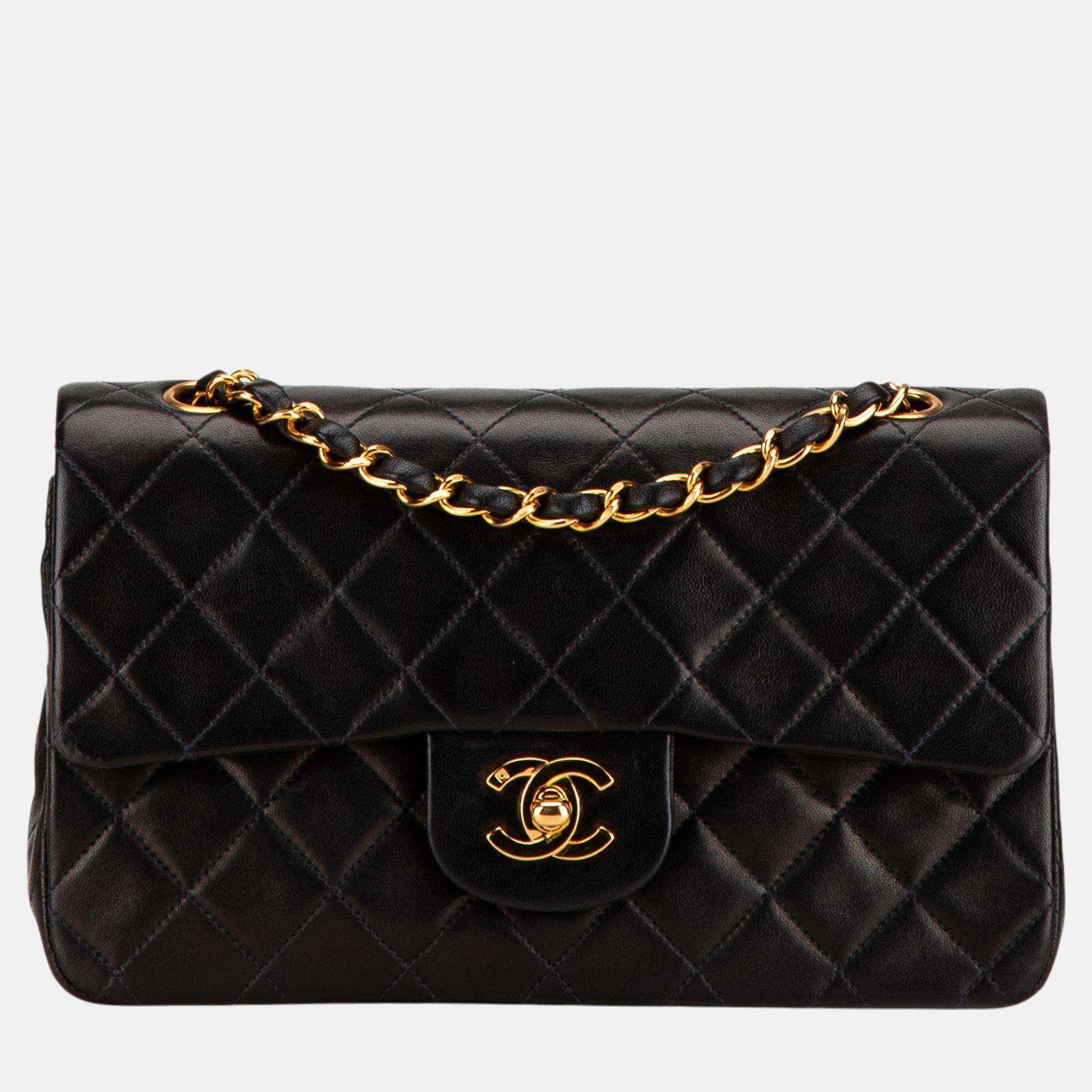 

Chanel Black Small Classic Lambskin Double Flap