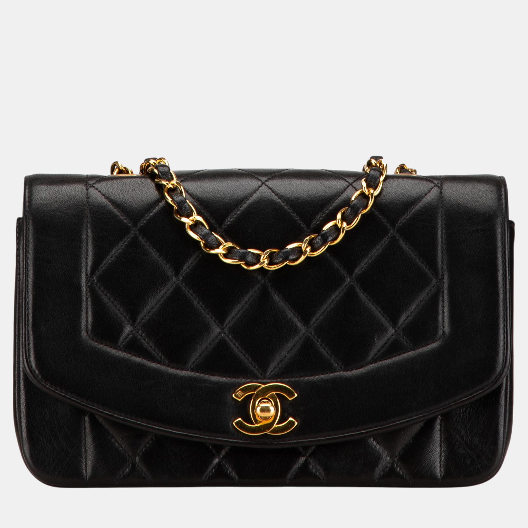 

Chanel Black Small Lambskin Diana Flap