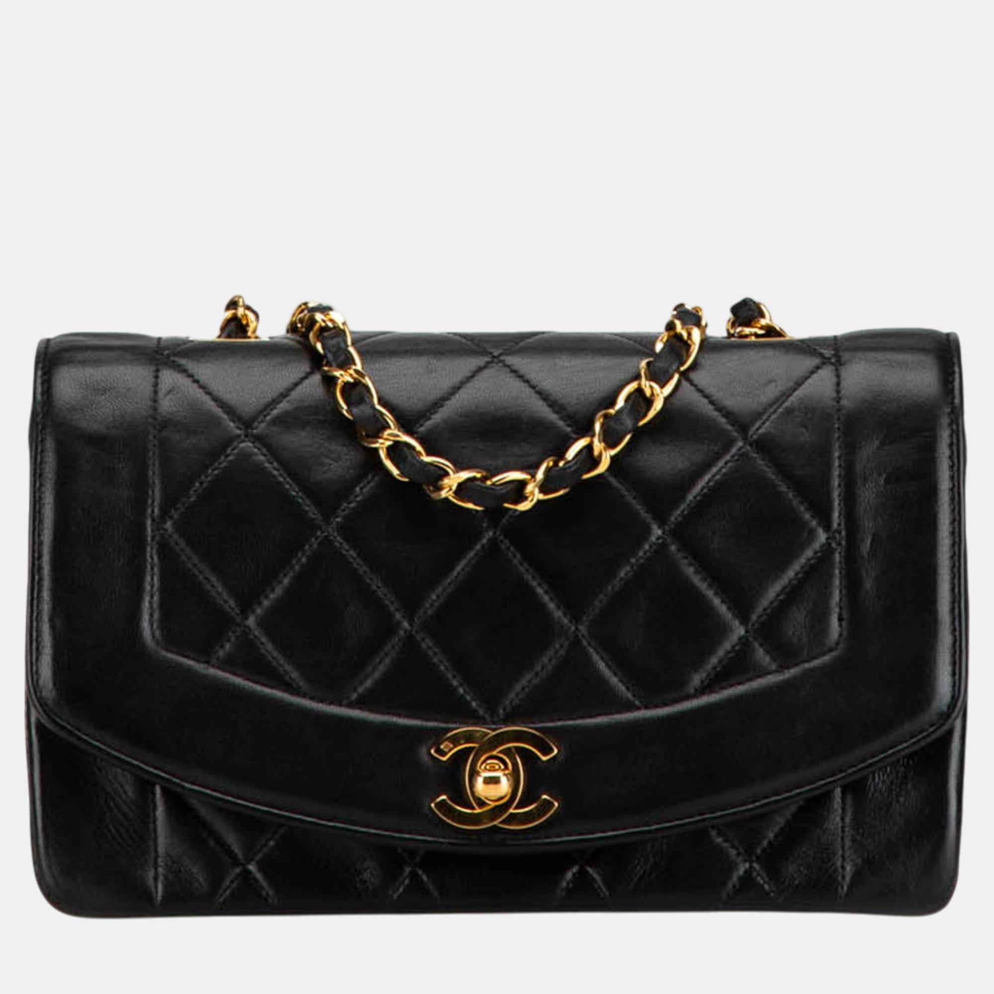 

Chanel Black Small Lambskin Diana Flap