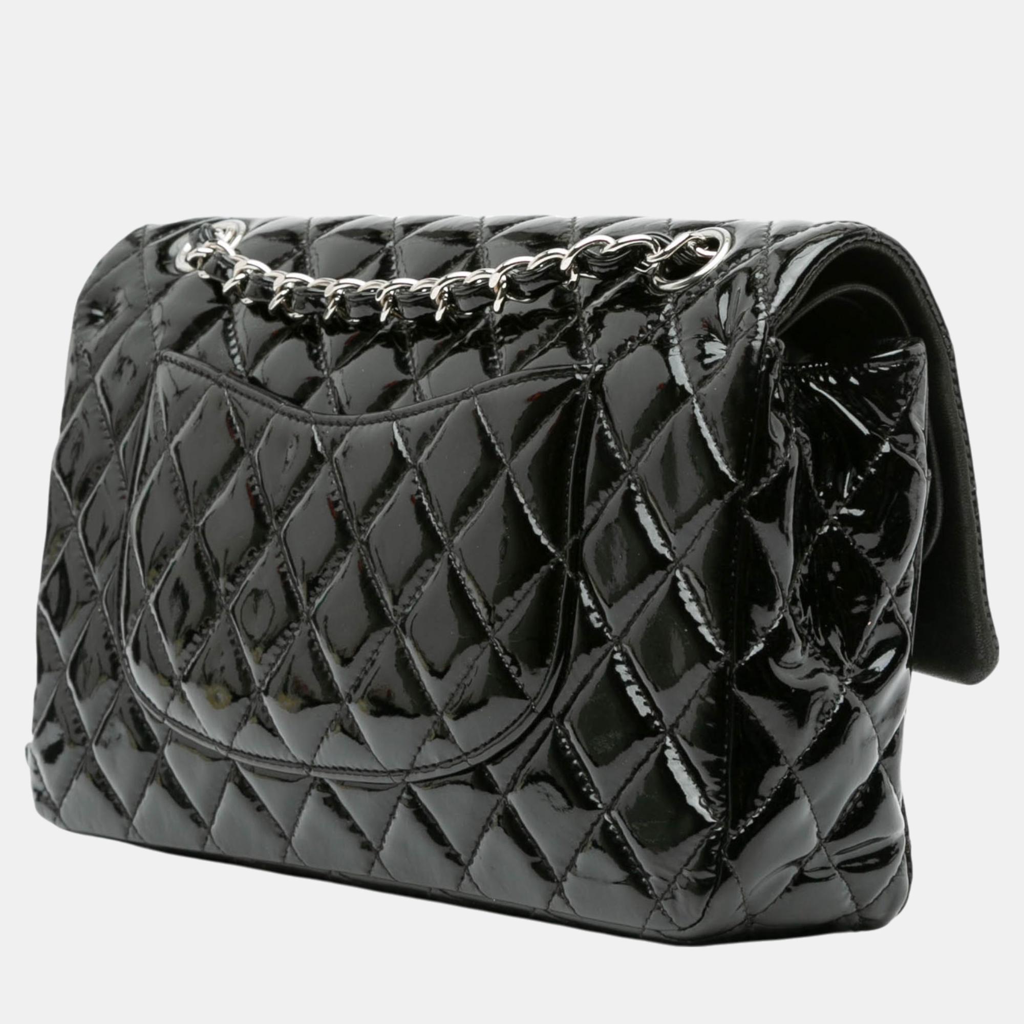 Chanel Black Medium Classic Patent Double Flap 