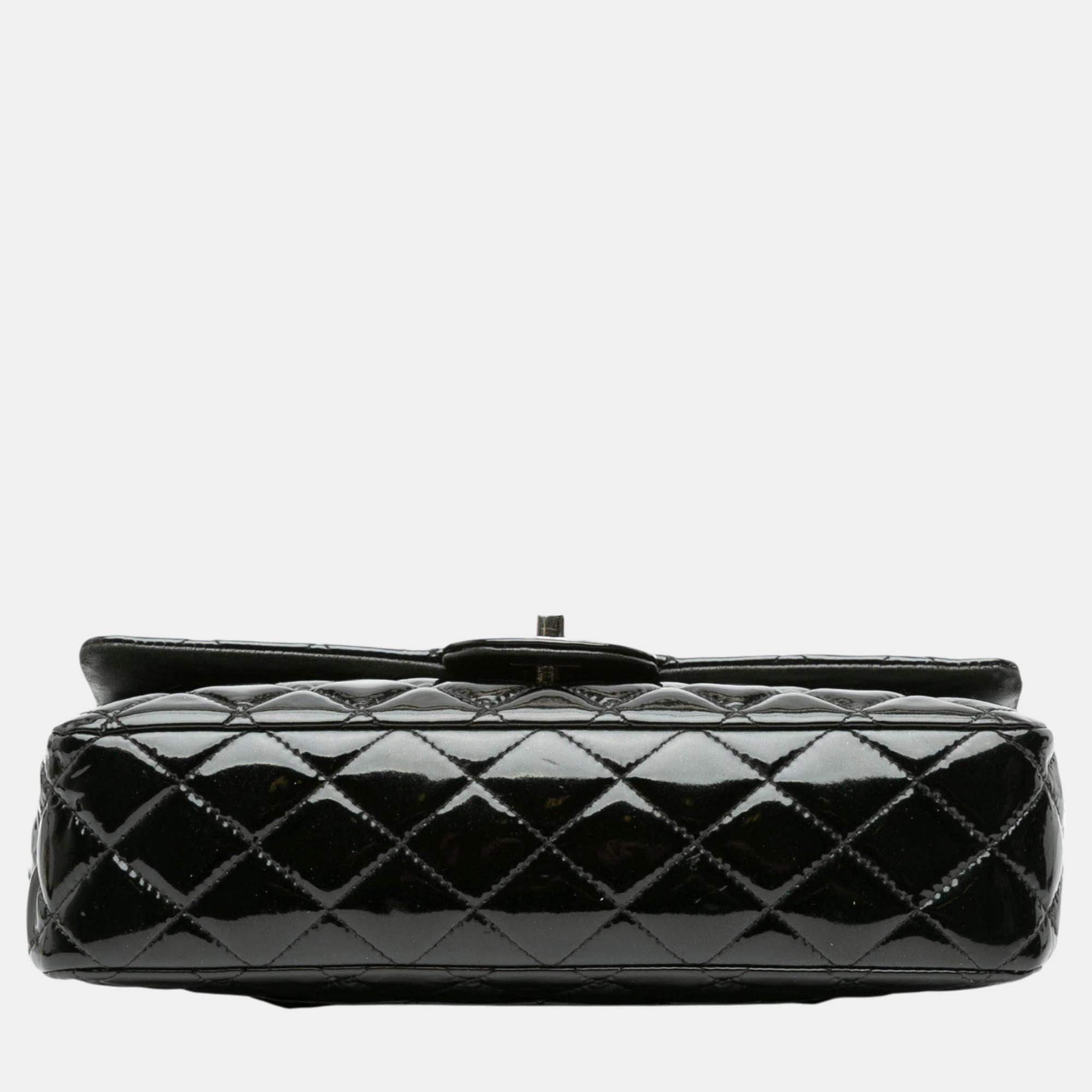 Chanel Black Medium Classic Patent Double Flap 