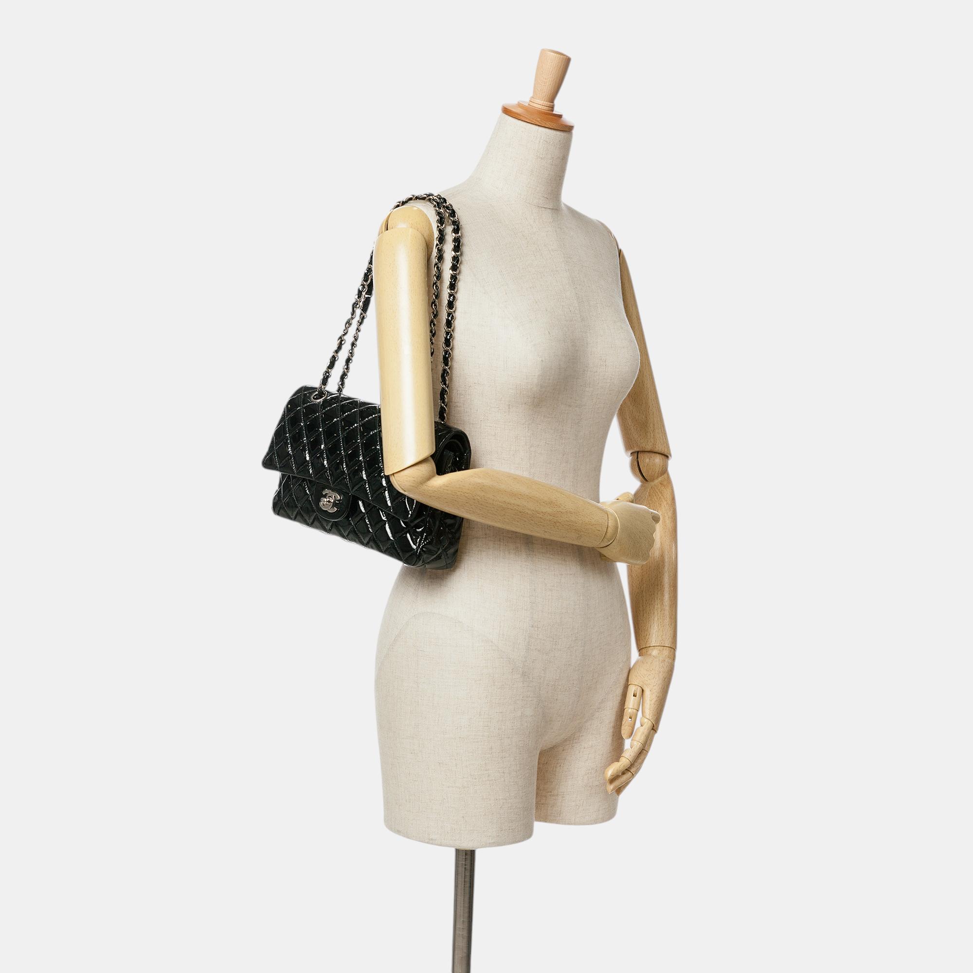Chanel Black Medium Classic Patent Double Flap 