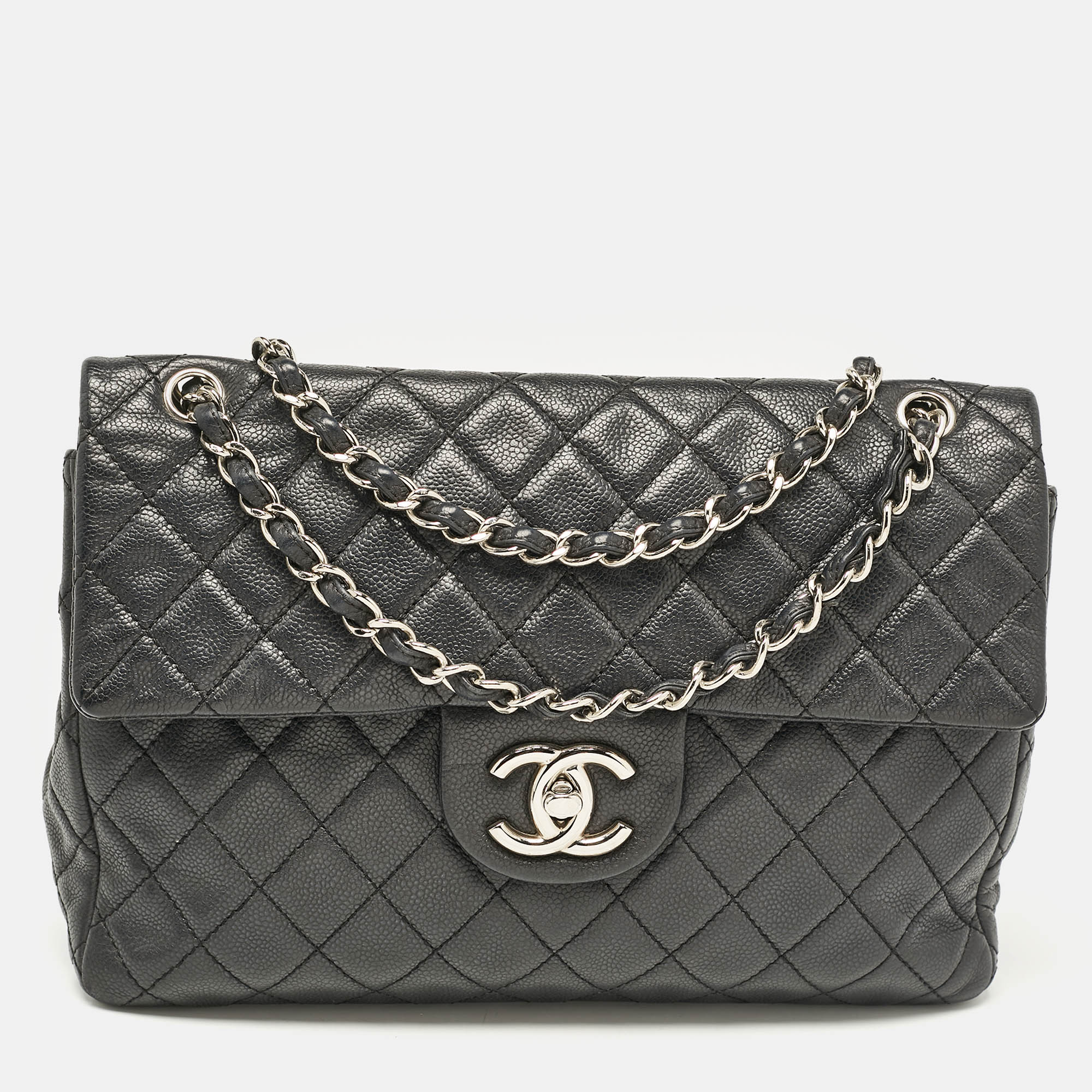 

Chanel Black Quilted Leather Maxi Classic Single Flap Bag