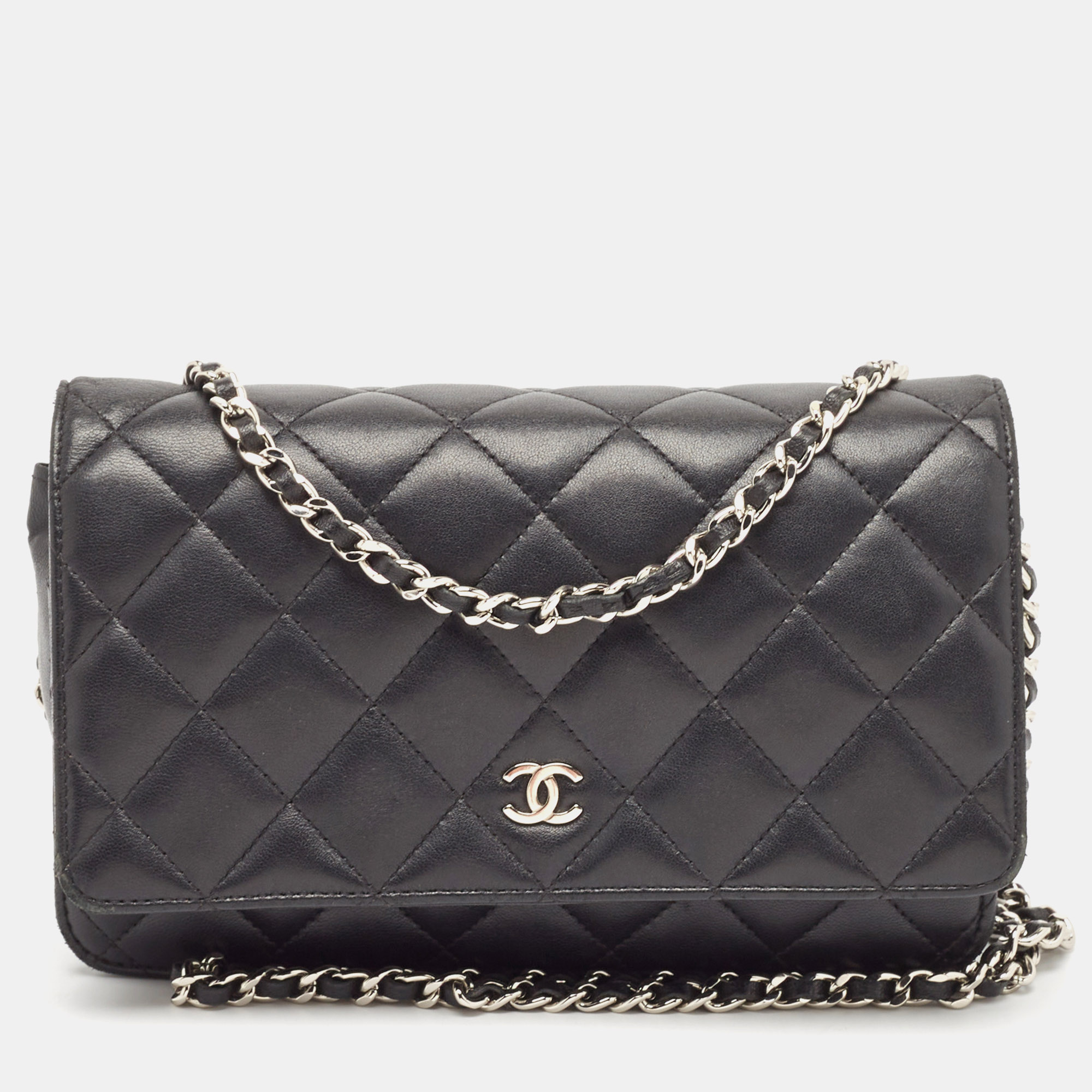 

Chanel Black Quilted Leather CC Wallet On Chain