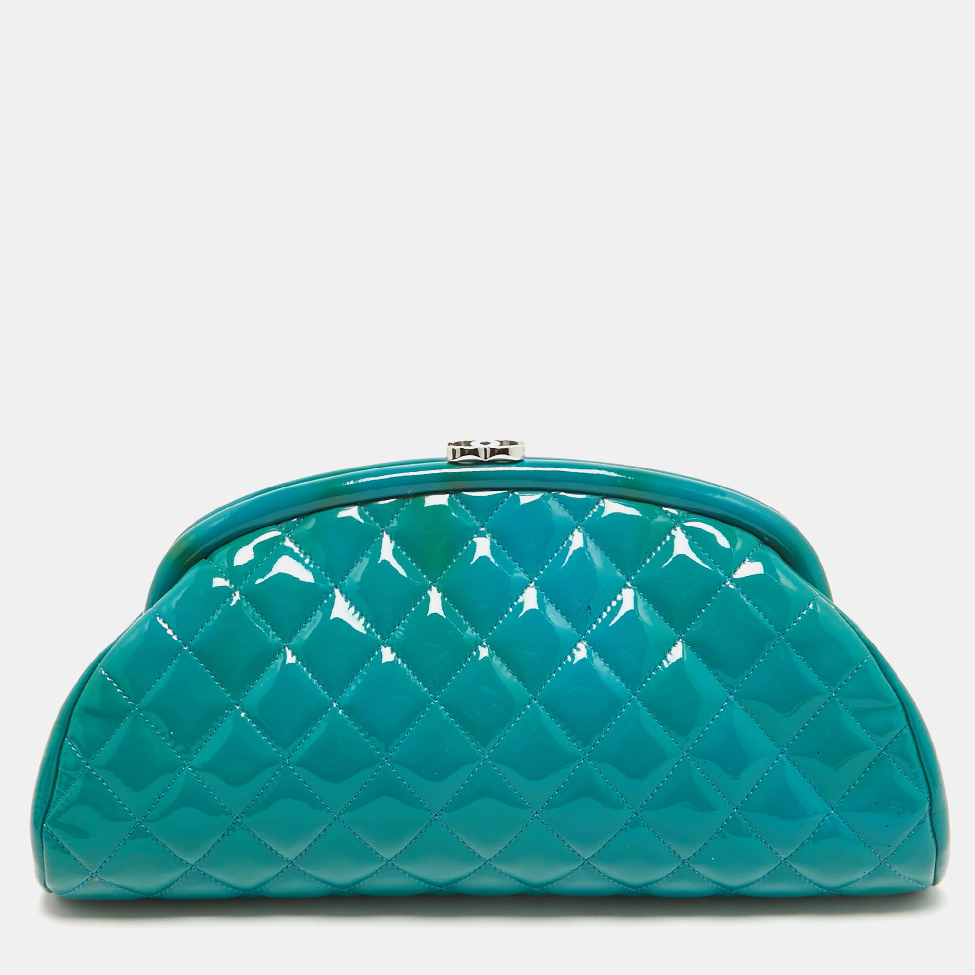 

Chanel Green Quilted Patent Leather Timeless Clutch