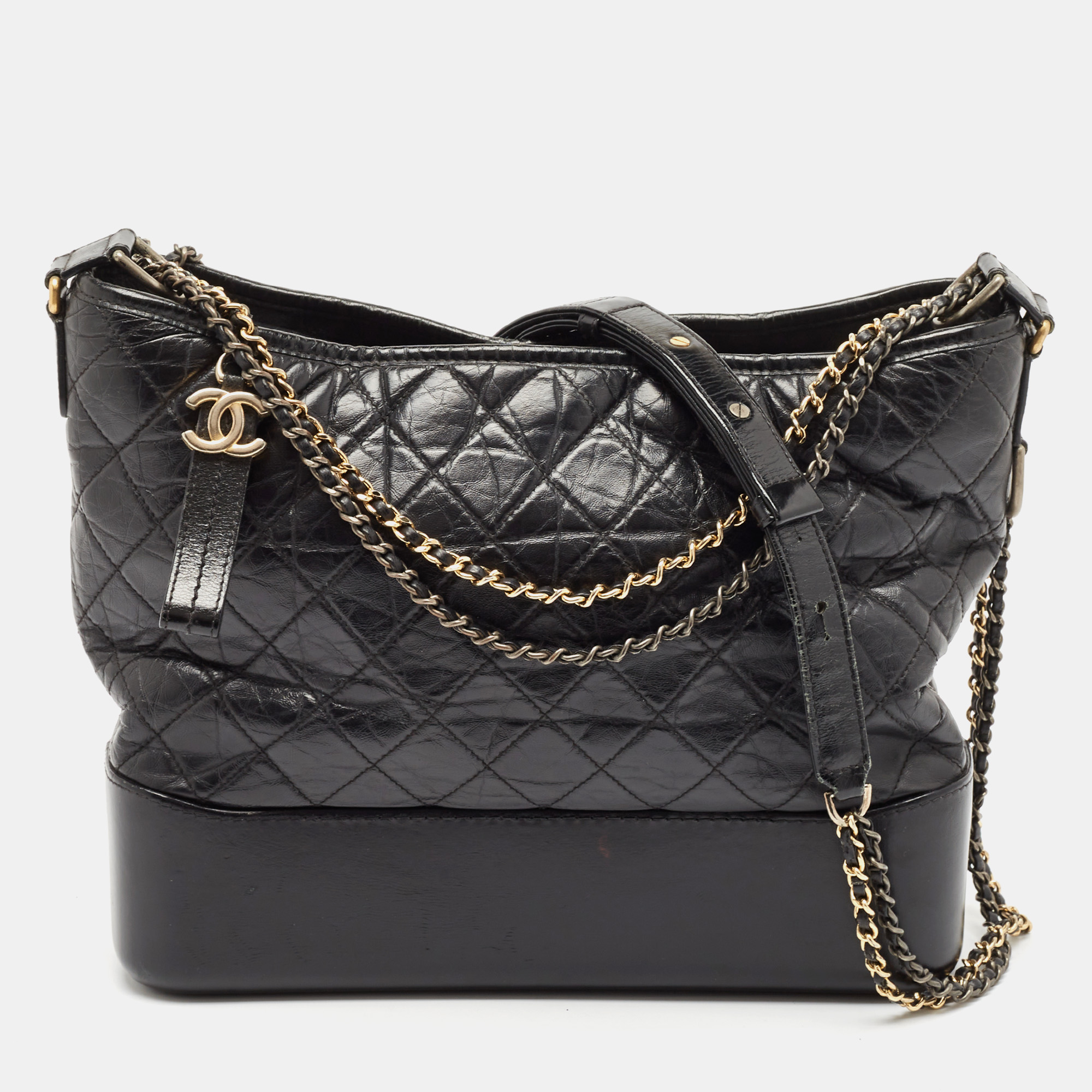 

Chanel Black Quilted Aged Leather  Gabrielle Hobo