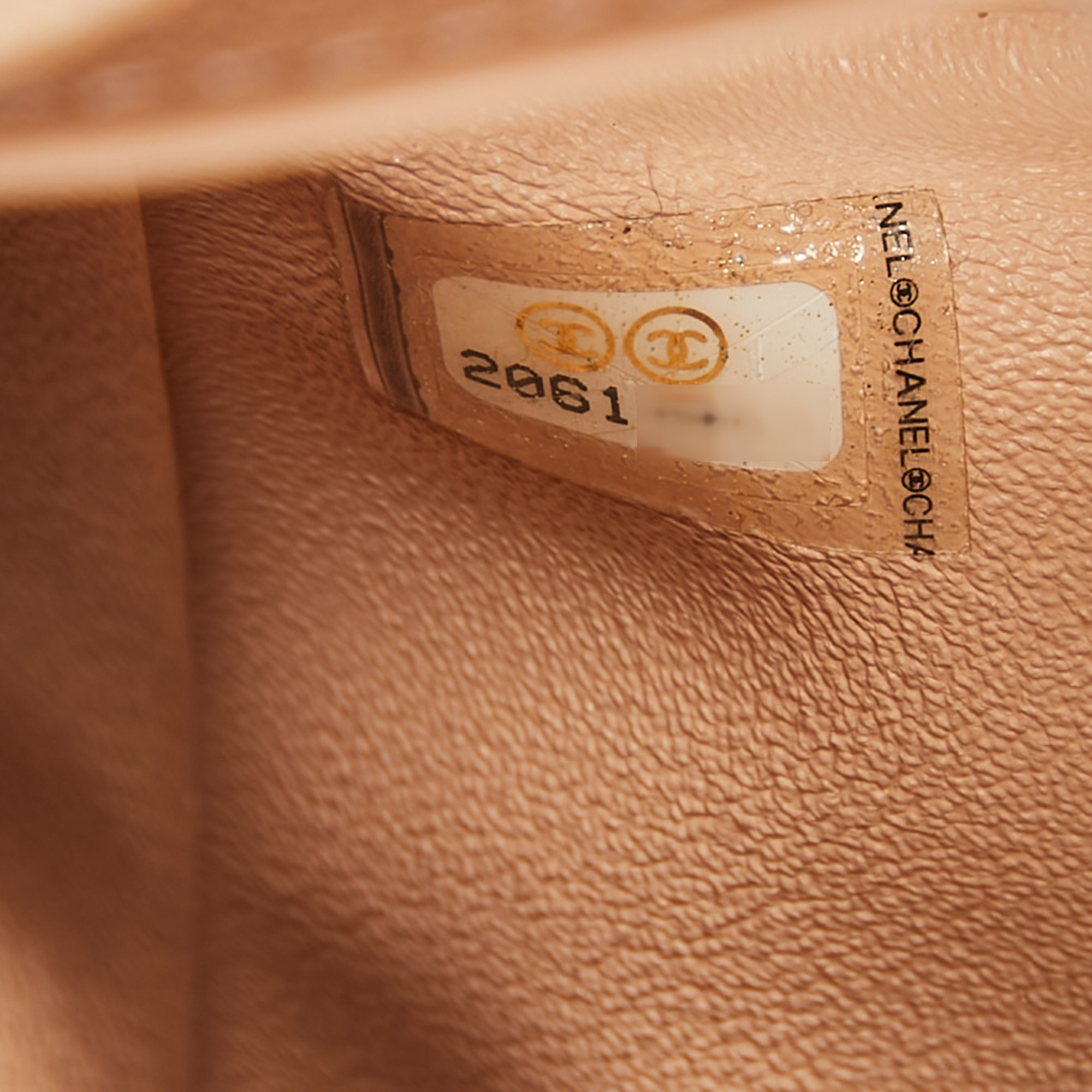 Chanel Beige Quilted Patent Leather Mini Square Classic Flap Bag 