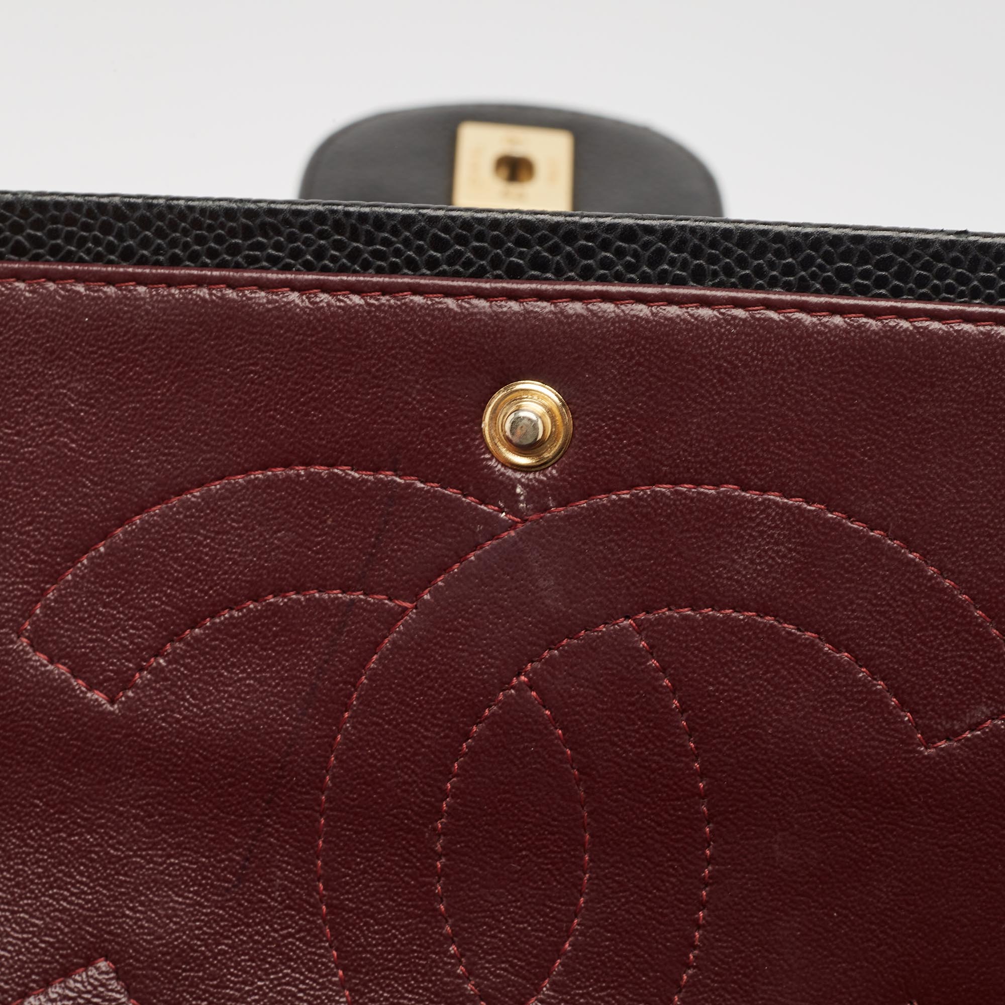 Chanel Black Quilted Caviar Leather Maxi Classic Double Flap Bag 