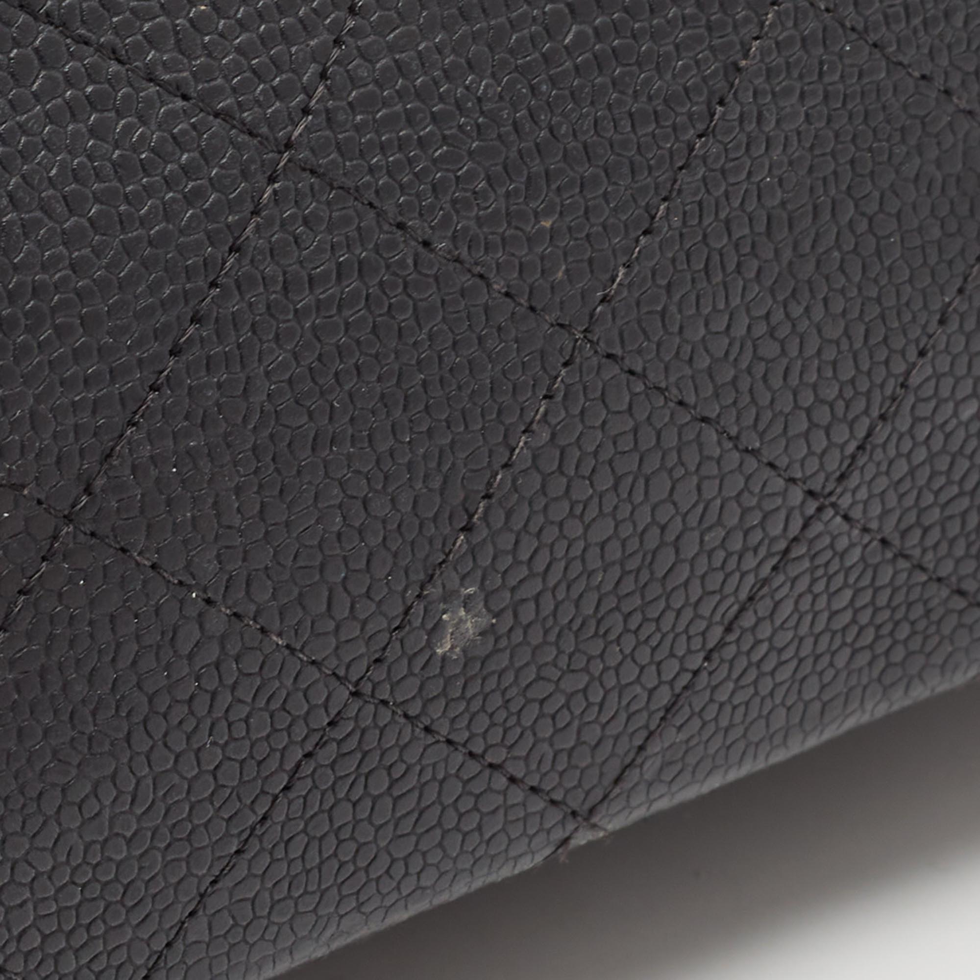 Chanel Black Quilted Caviar Leather Maxi Classic Double Flap Bag 