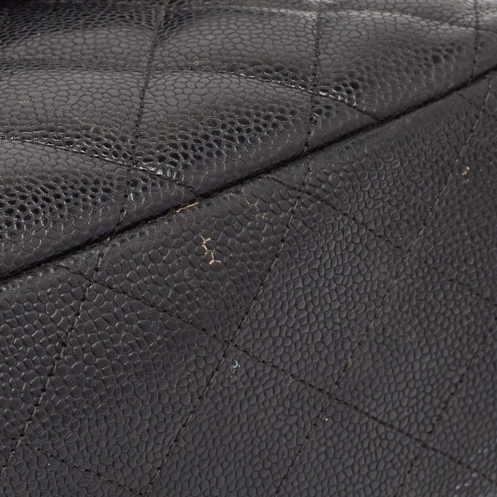 Chanel Black Quilted Caviar Leather Maxi Classic Double Flap Bag 