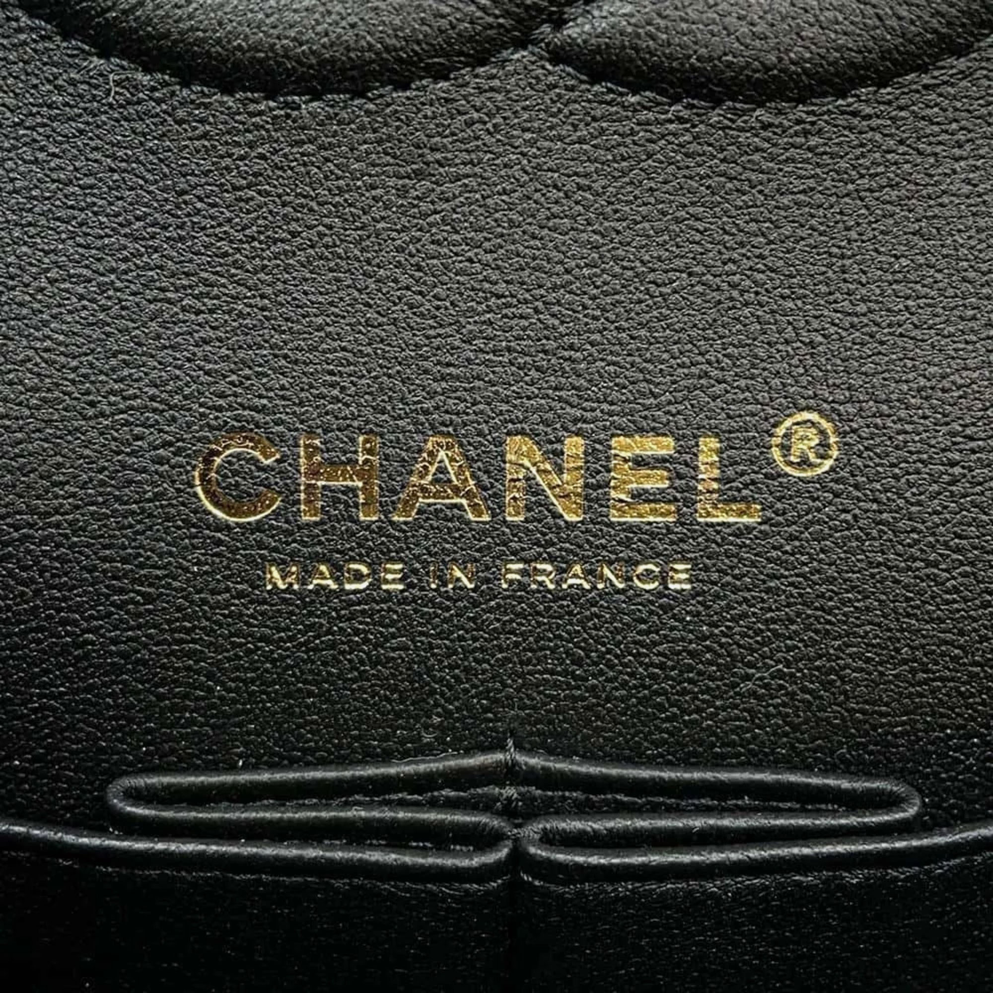 Chanel Black Lambskin Leather Classic Double Flap Bag 