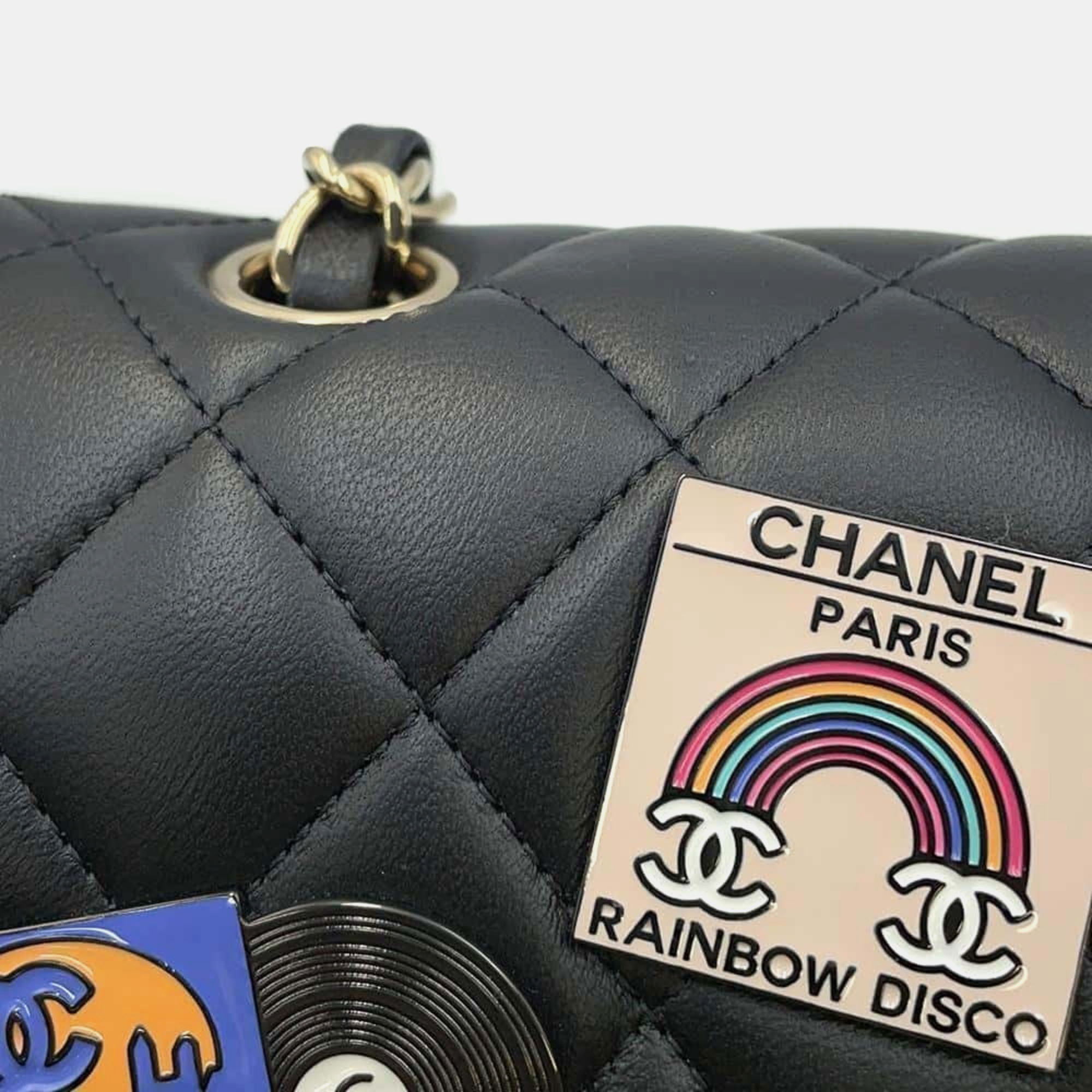 Chanel Black Lambskin Leather Classic Double Flap Bag 