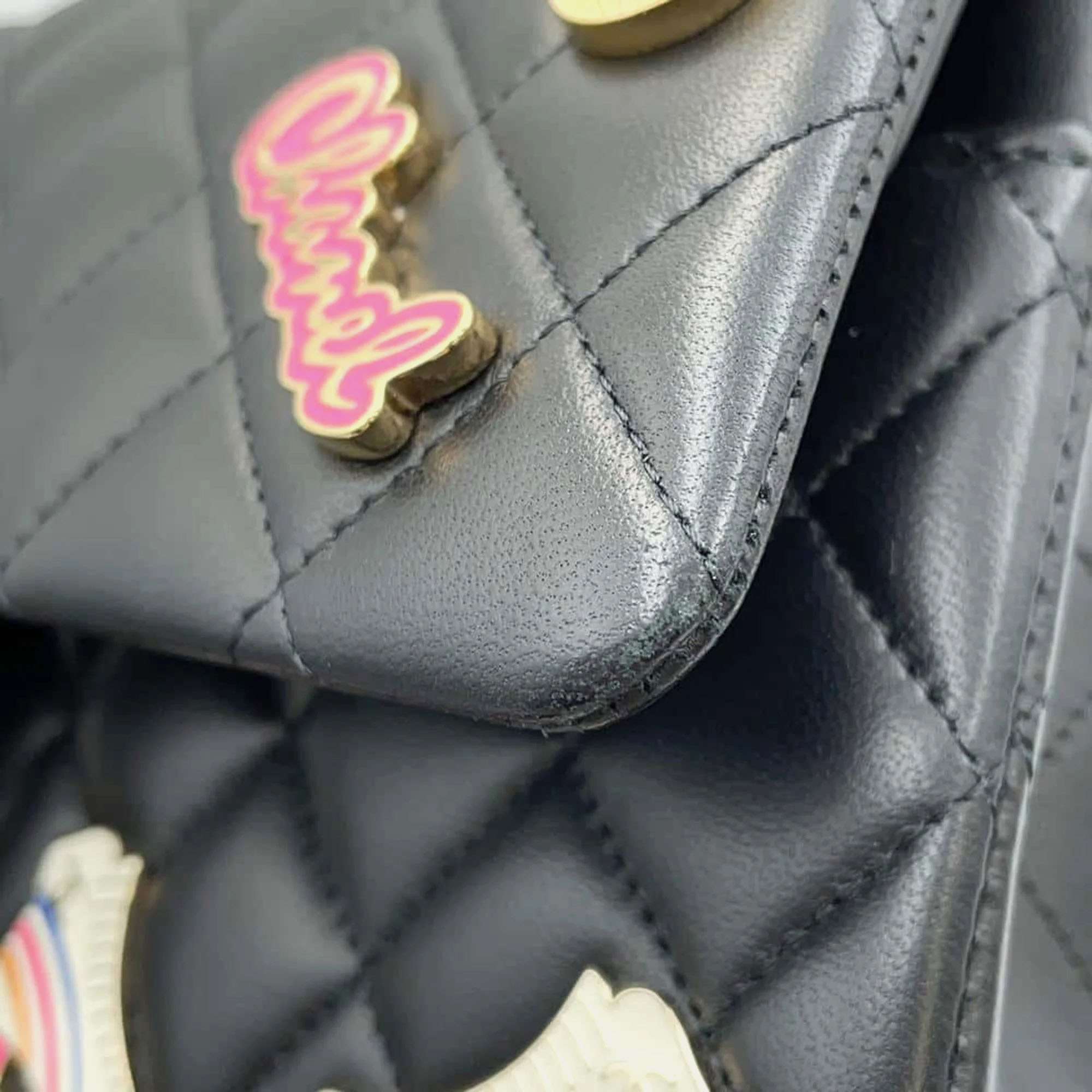 Chanel Black Lambskin Leather Classic Double Flap Bag 