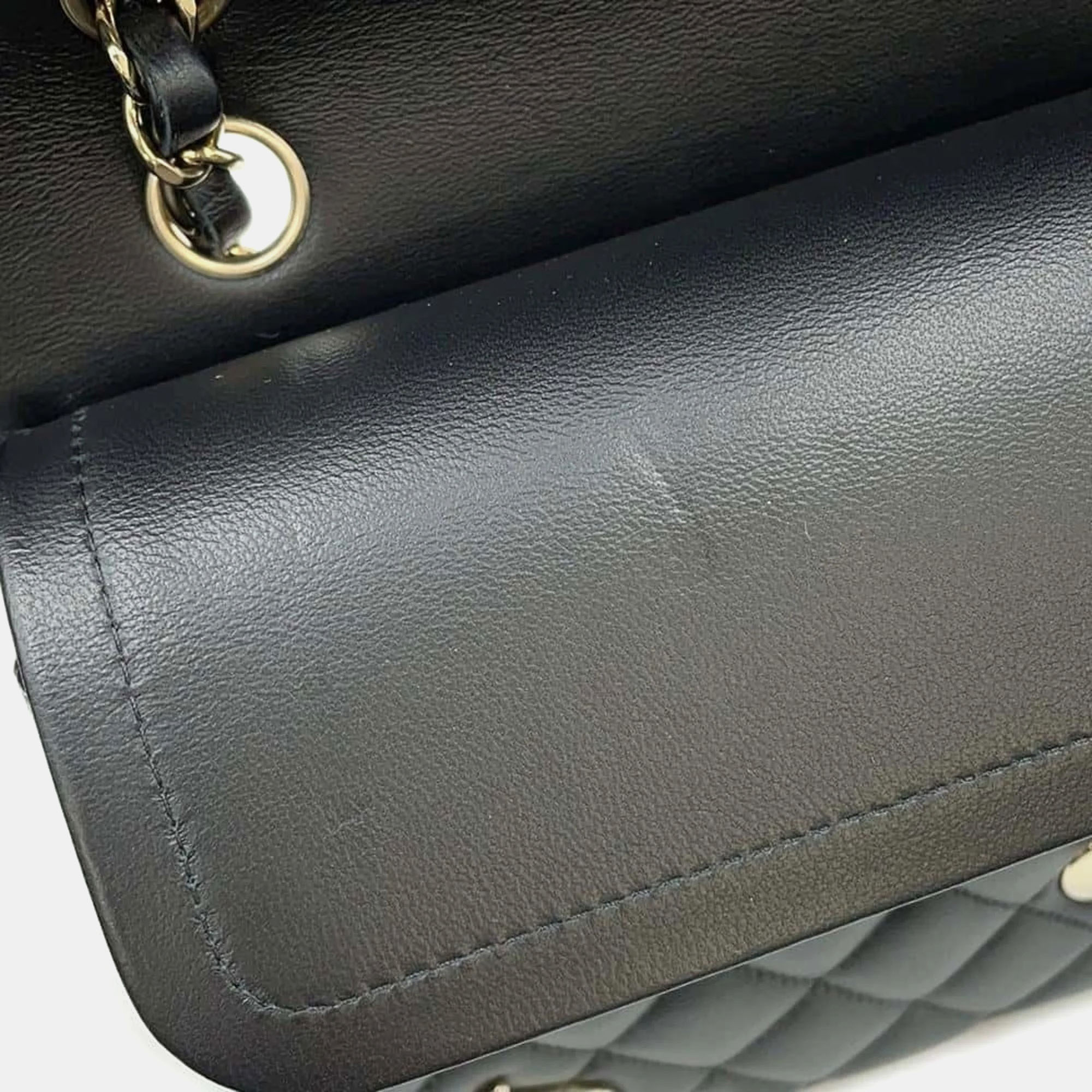 Chanel Black Lambskin Leather Classic Double Flap Bag 