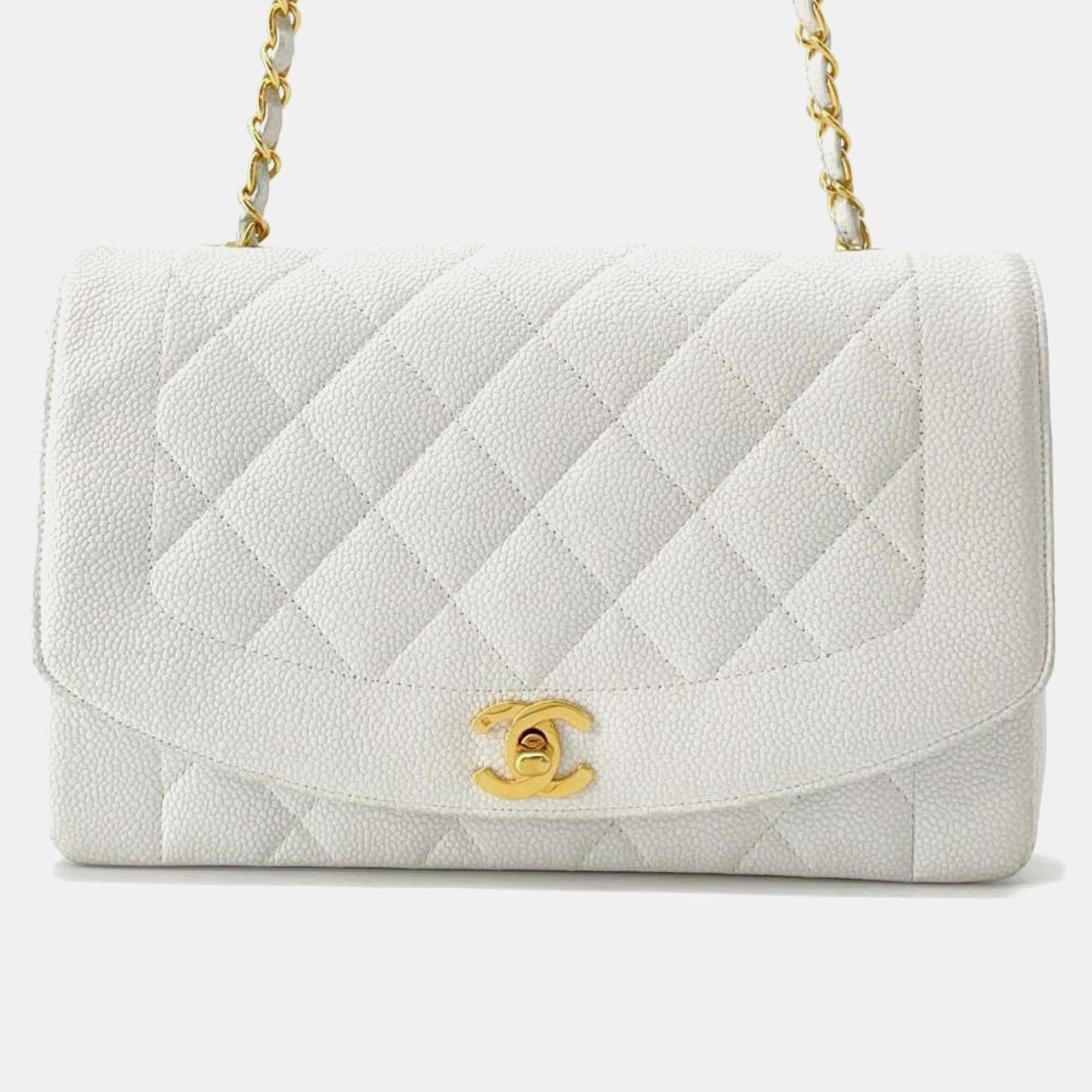 

Chanel White Leather Diana Chain Shoulder Bag