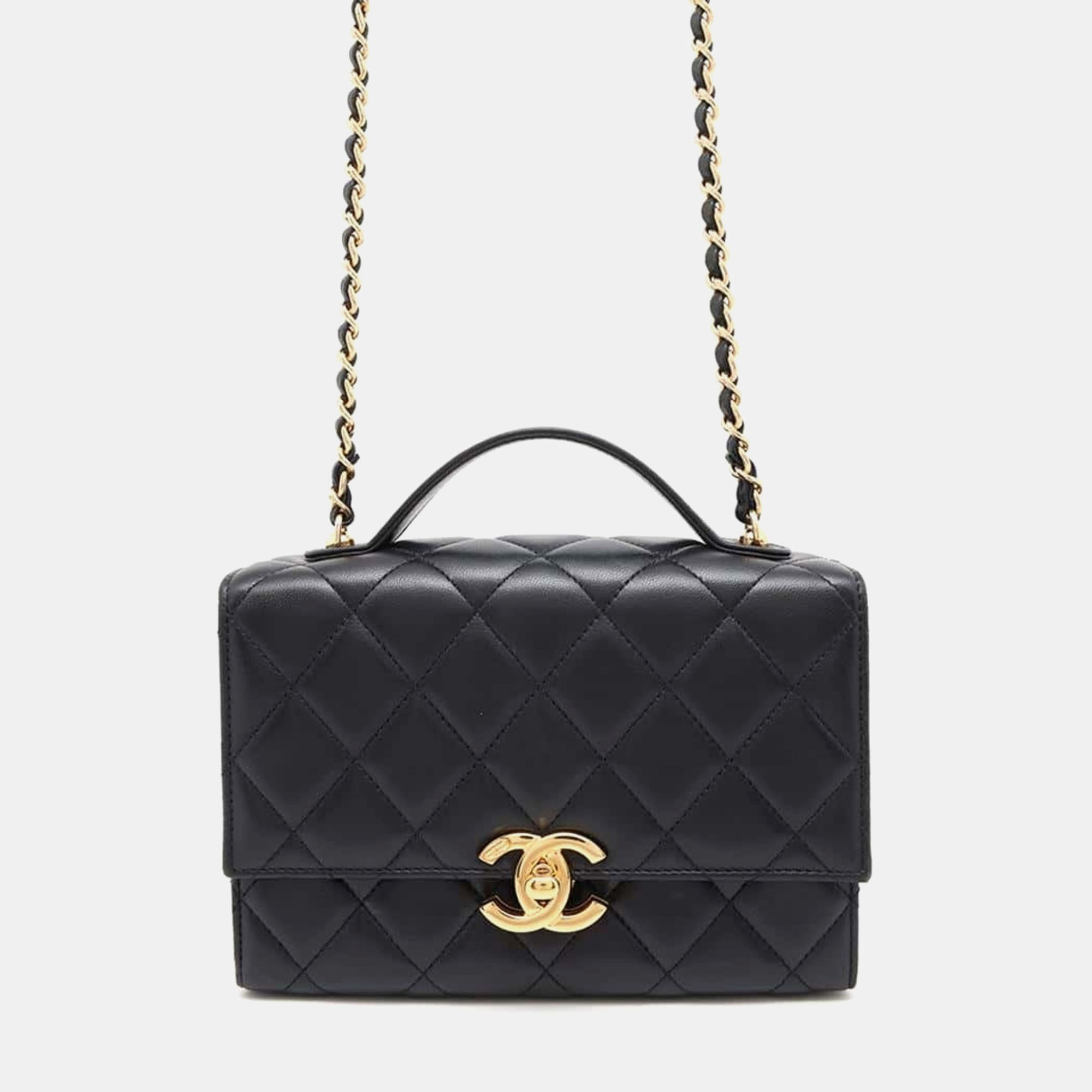 

Chanel Black Lambskin Leather Chain Shoulder Bag
