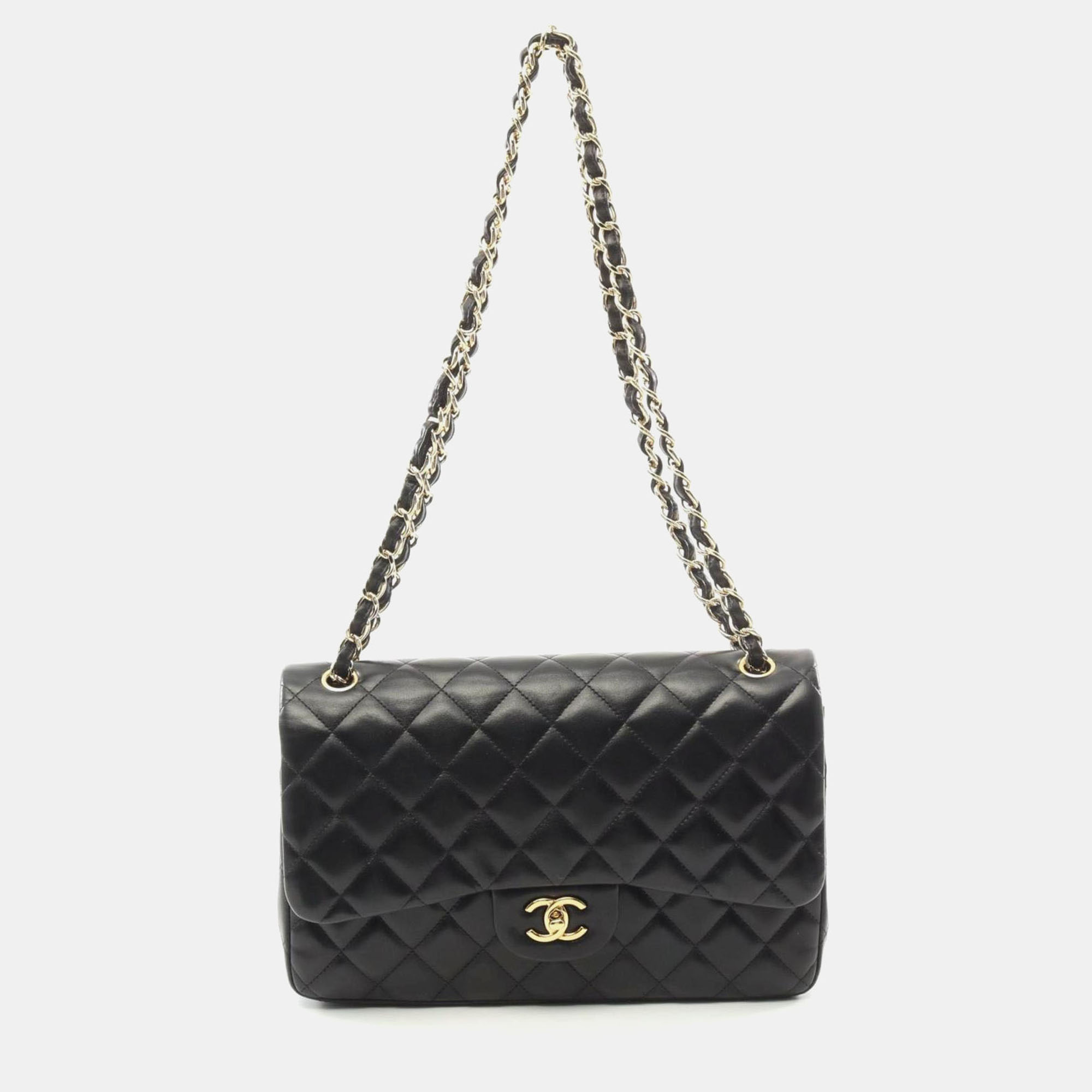 

Chanel Black Lambskin Leather Classic Double Flap Shoulder Bag