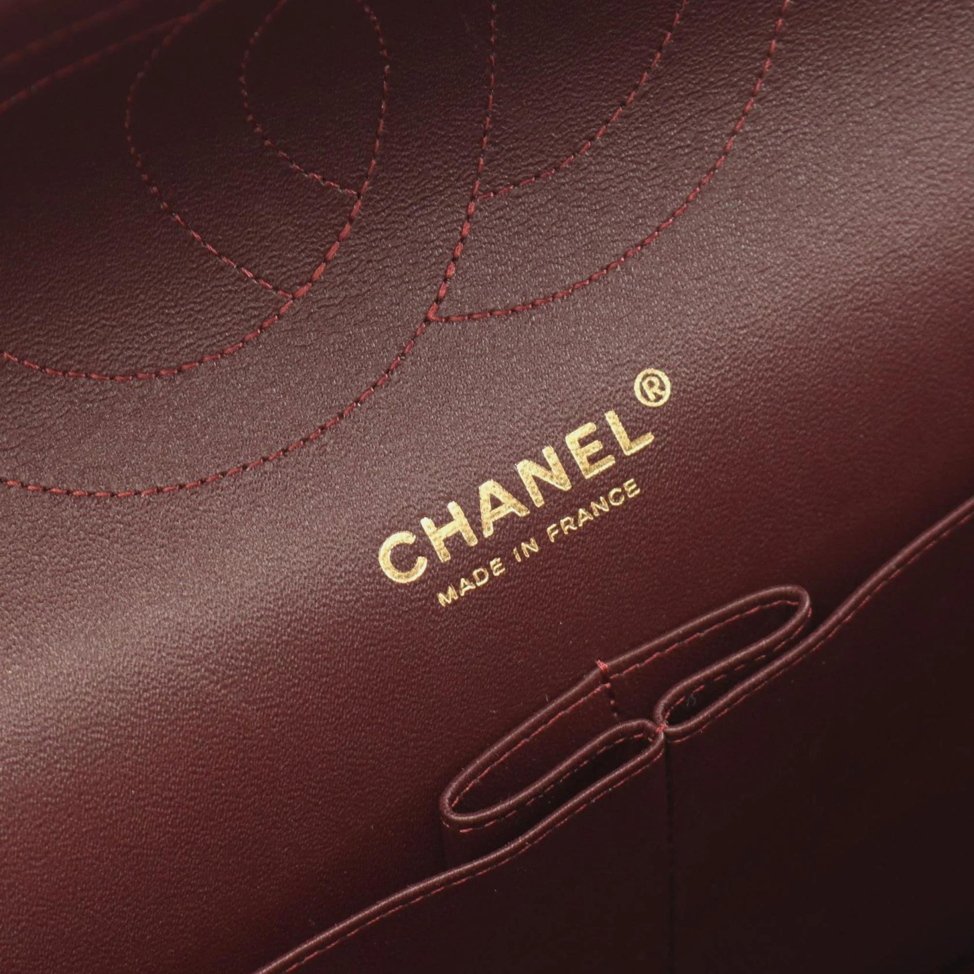 Chanel Black Lambskin Leather Classic Double Flap Shoulder Bag 