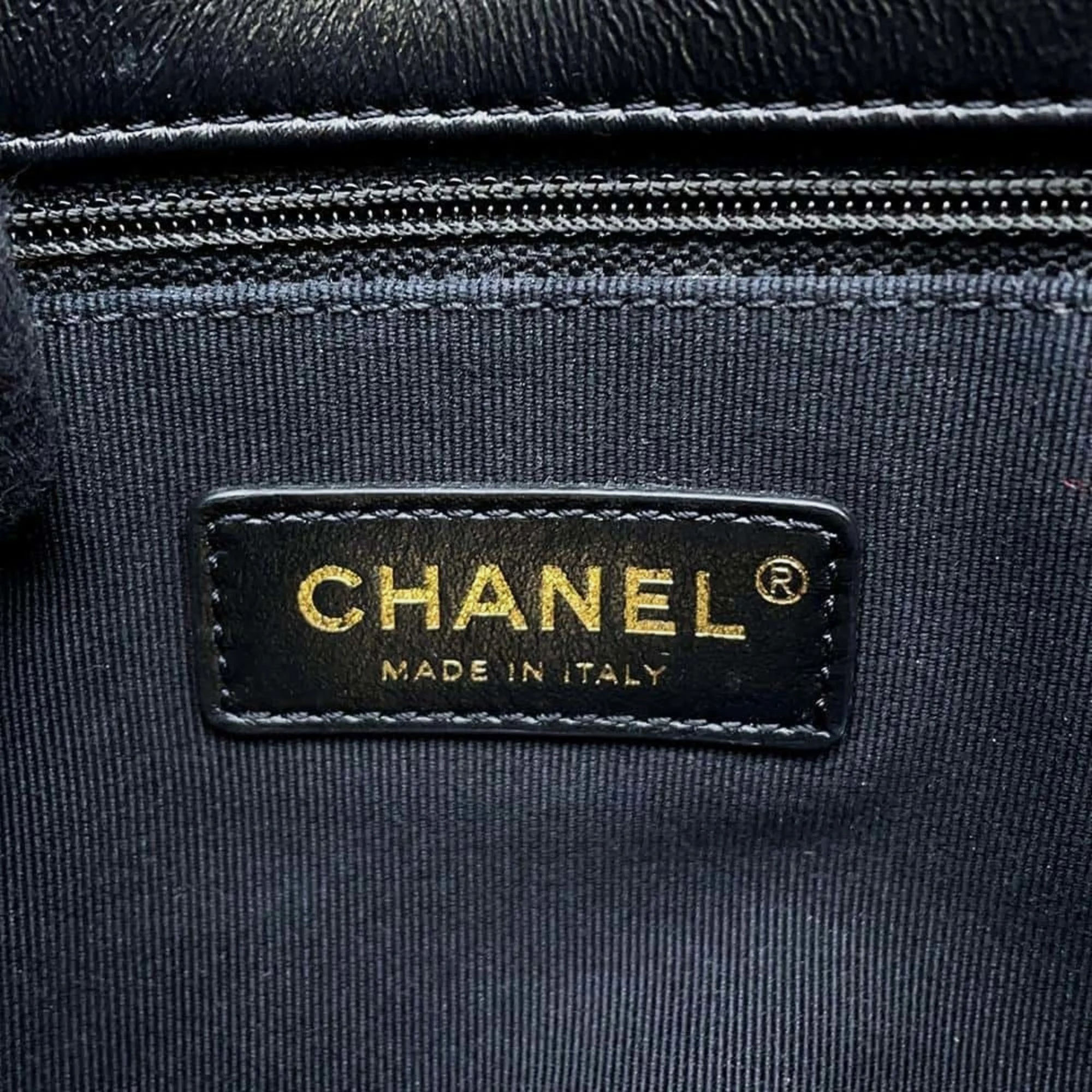 Chanel Black Lambskin Leather Chain Shoulder Bag 