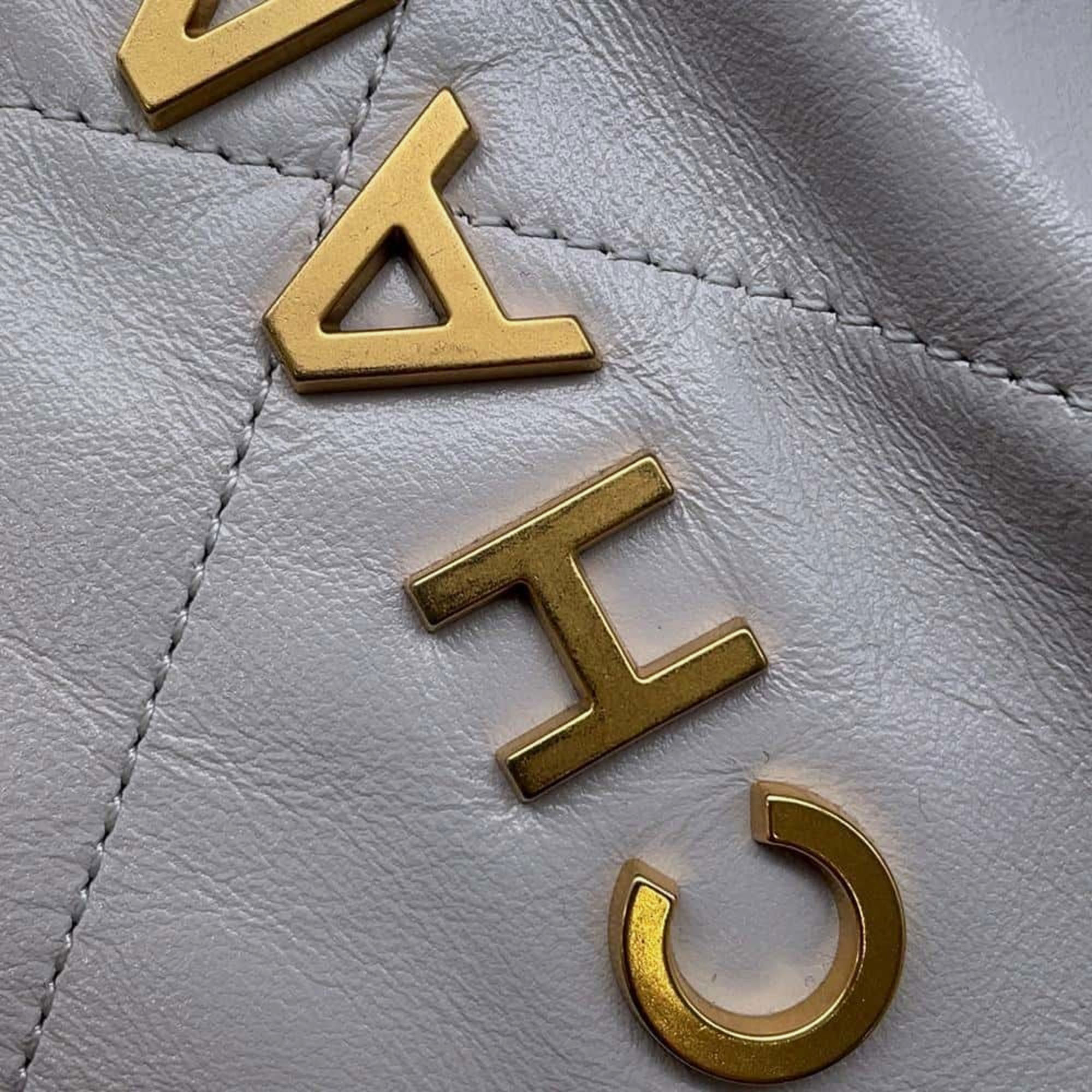 Chanel Grey Shiny Calf Leather 22 Handbag 