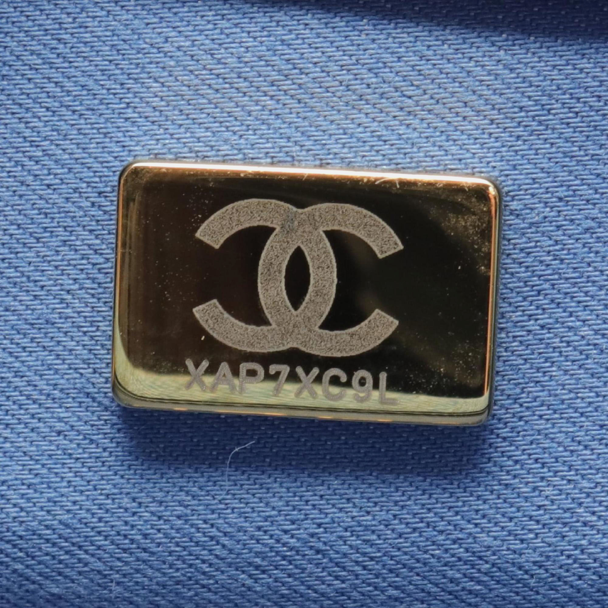 Chanel Blue Multicolor Denim Small Flap Bag 
