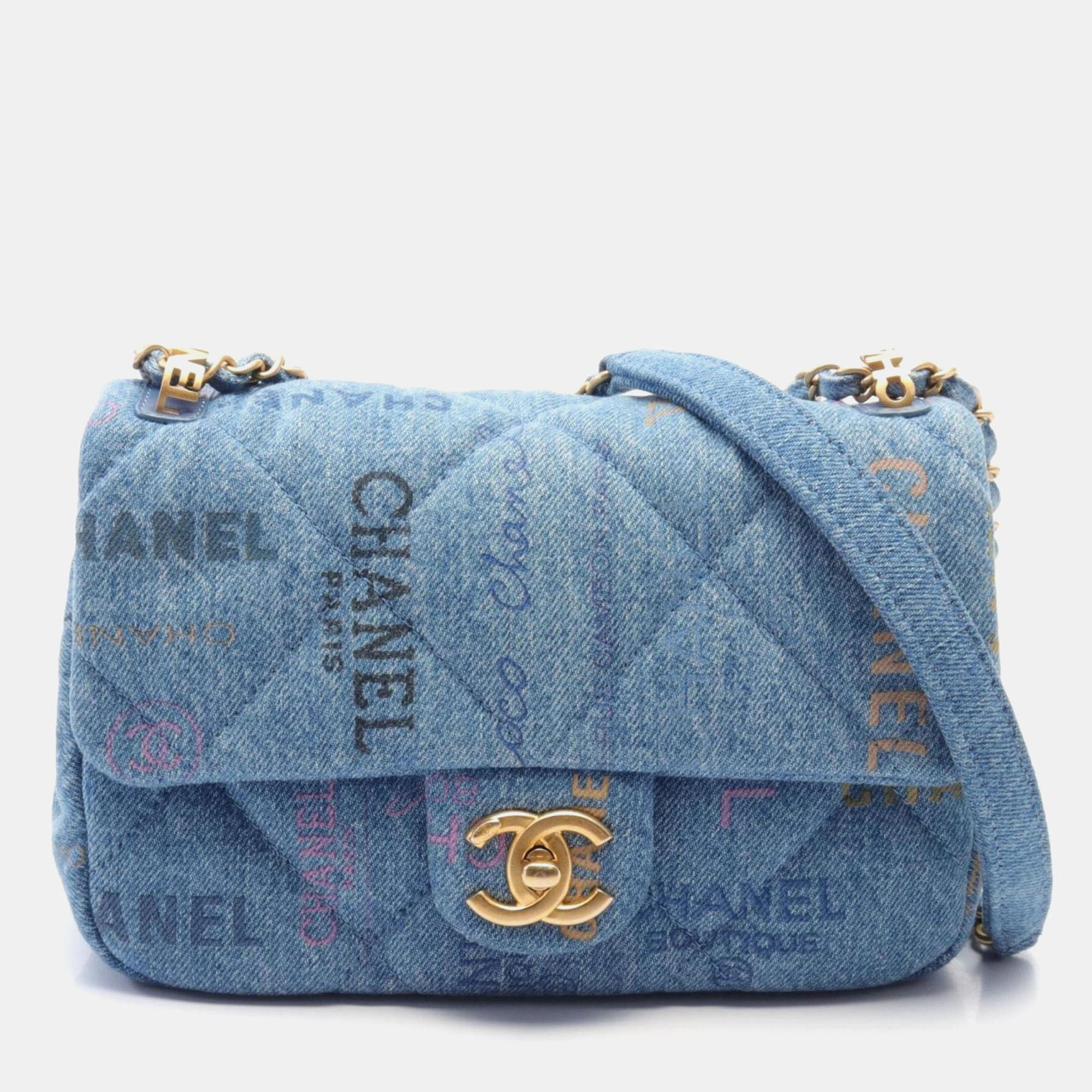 

Chanel Matelasse Small Flap Bag Shoulder Denim Blue Multicolor