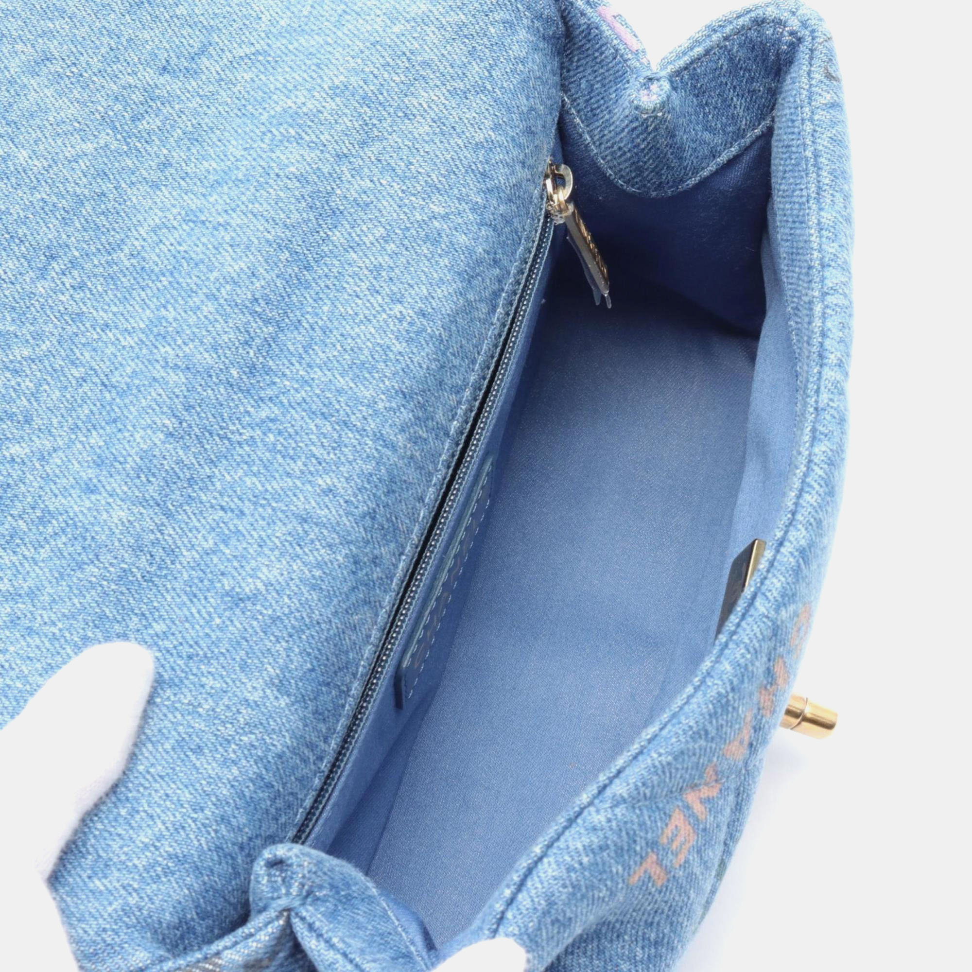 Chanel Blue Multicolor Denim Small Flap Bag 