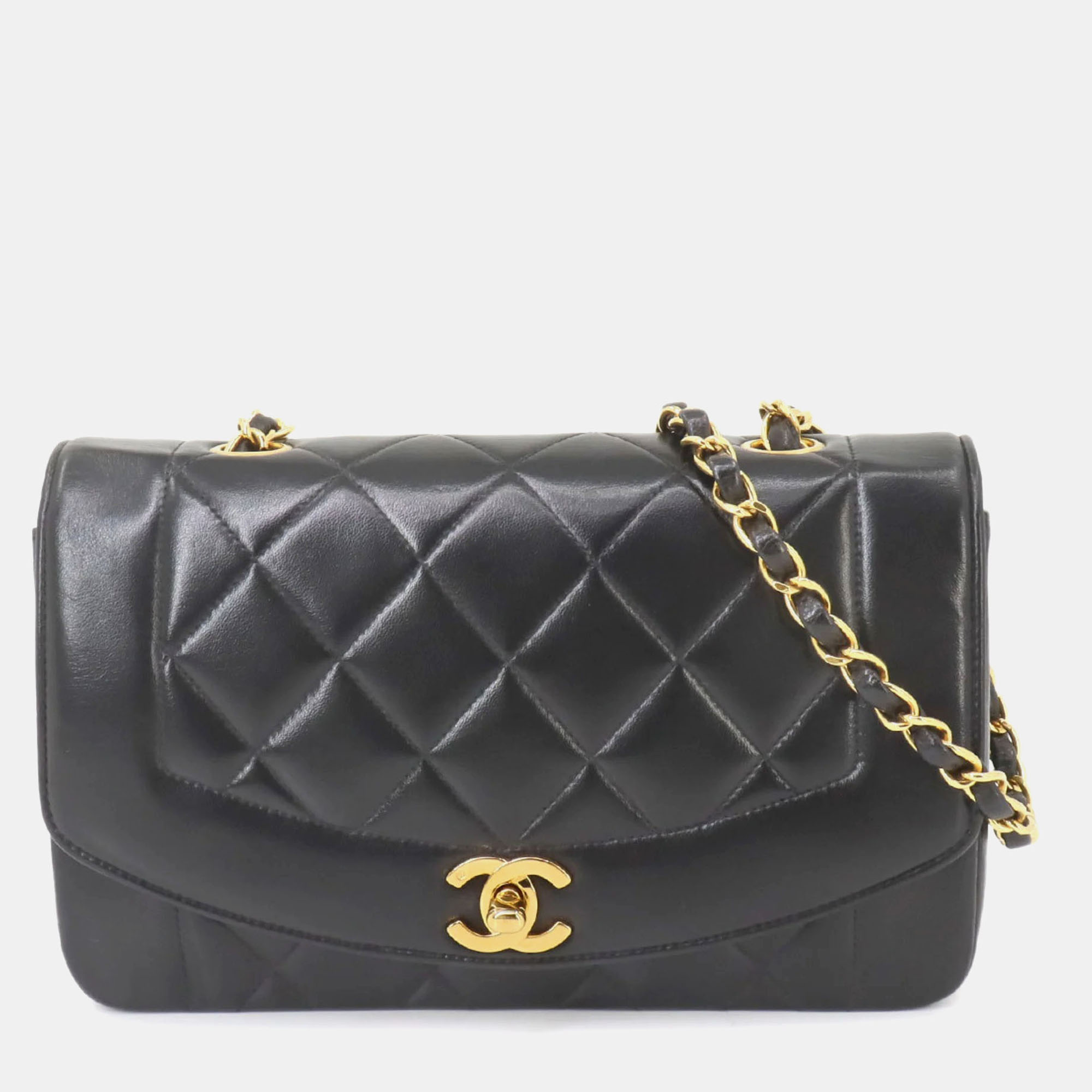 

Chanel Diana Matelasse 22 Chain Shoulder Bag Leather Black