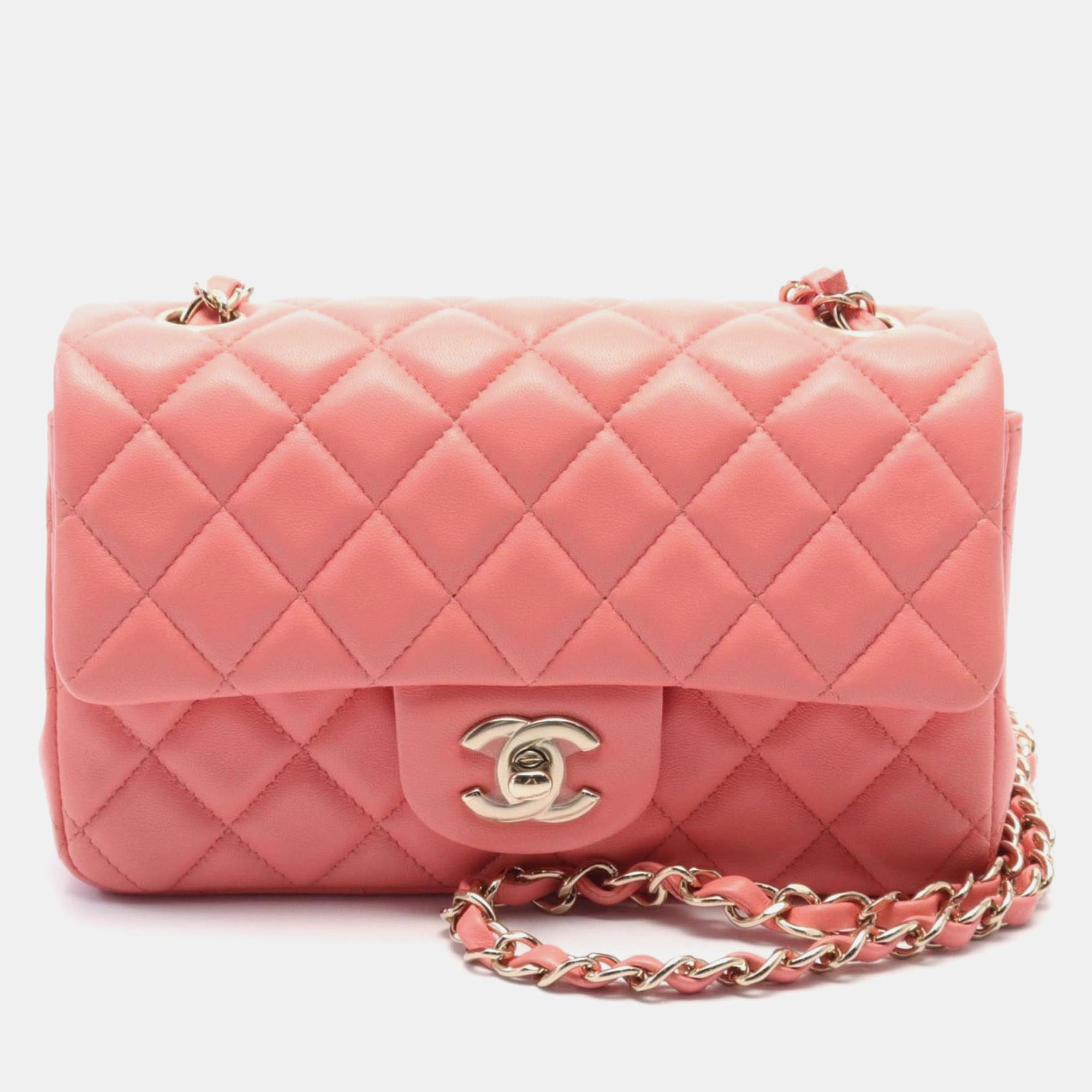 Chanel Pink Leather Chain Shoulder Bag 