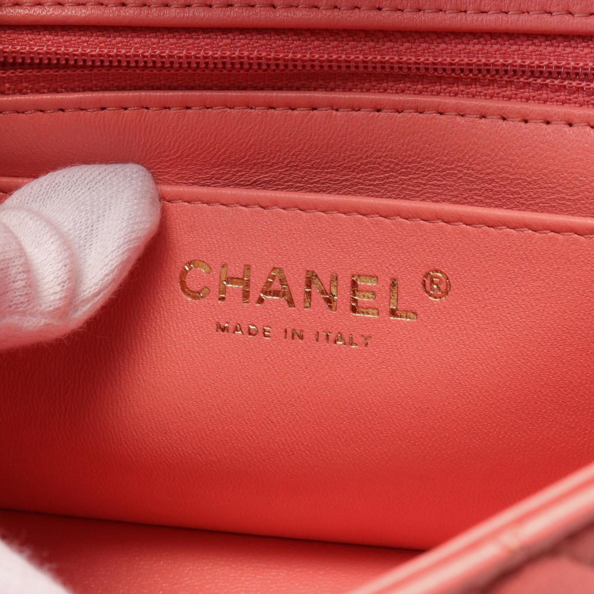 Chanel Pink Leather Chain Shoulder Bag 