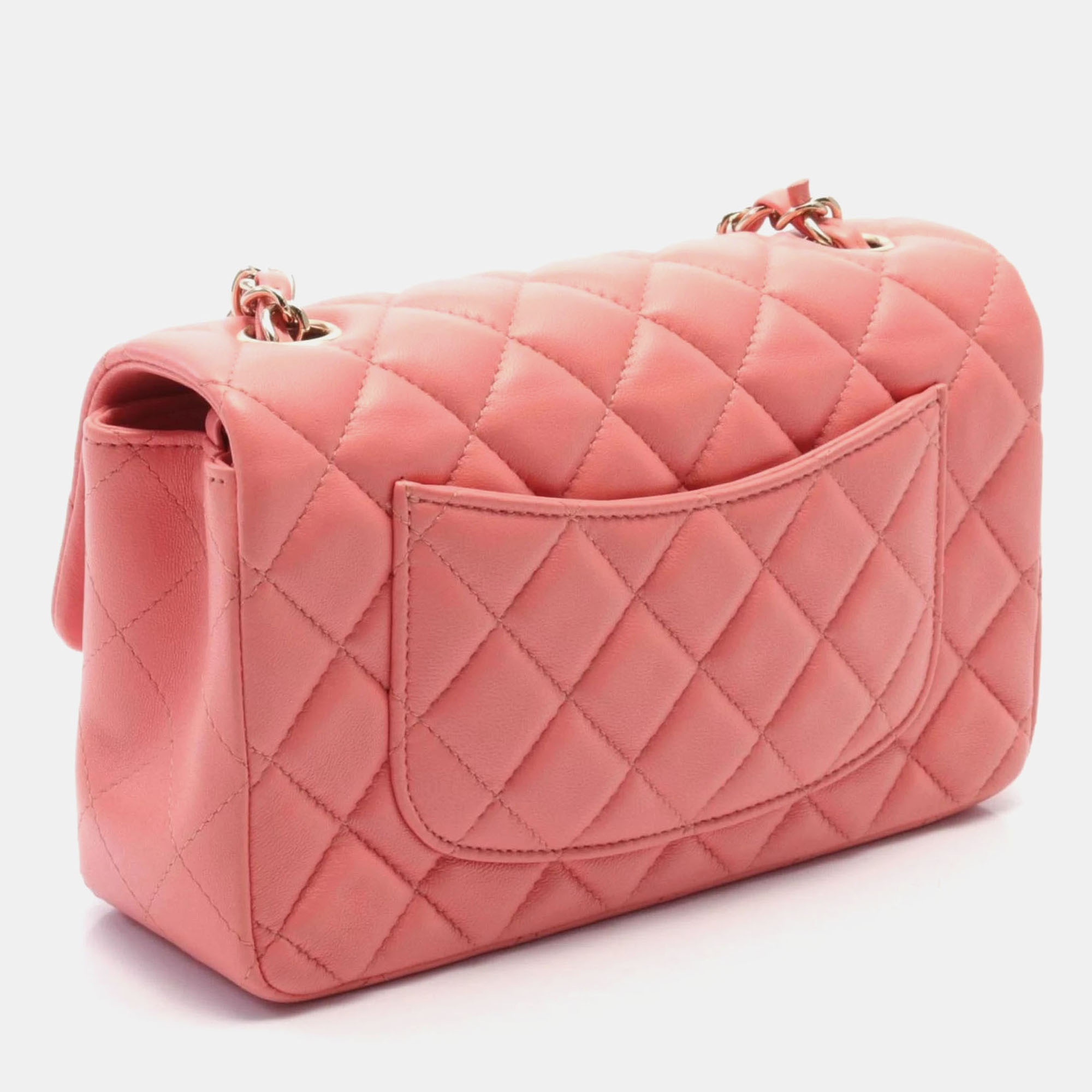 Chanel Pink Leather Chain Shoulder Bag 