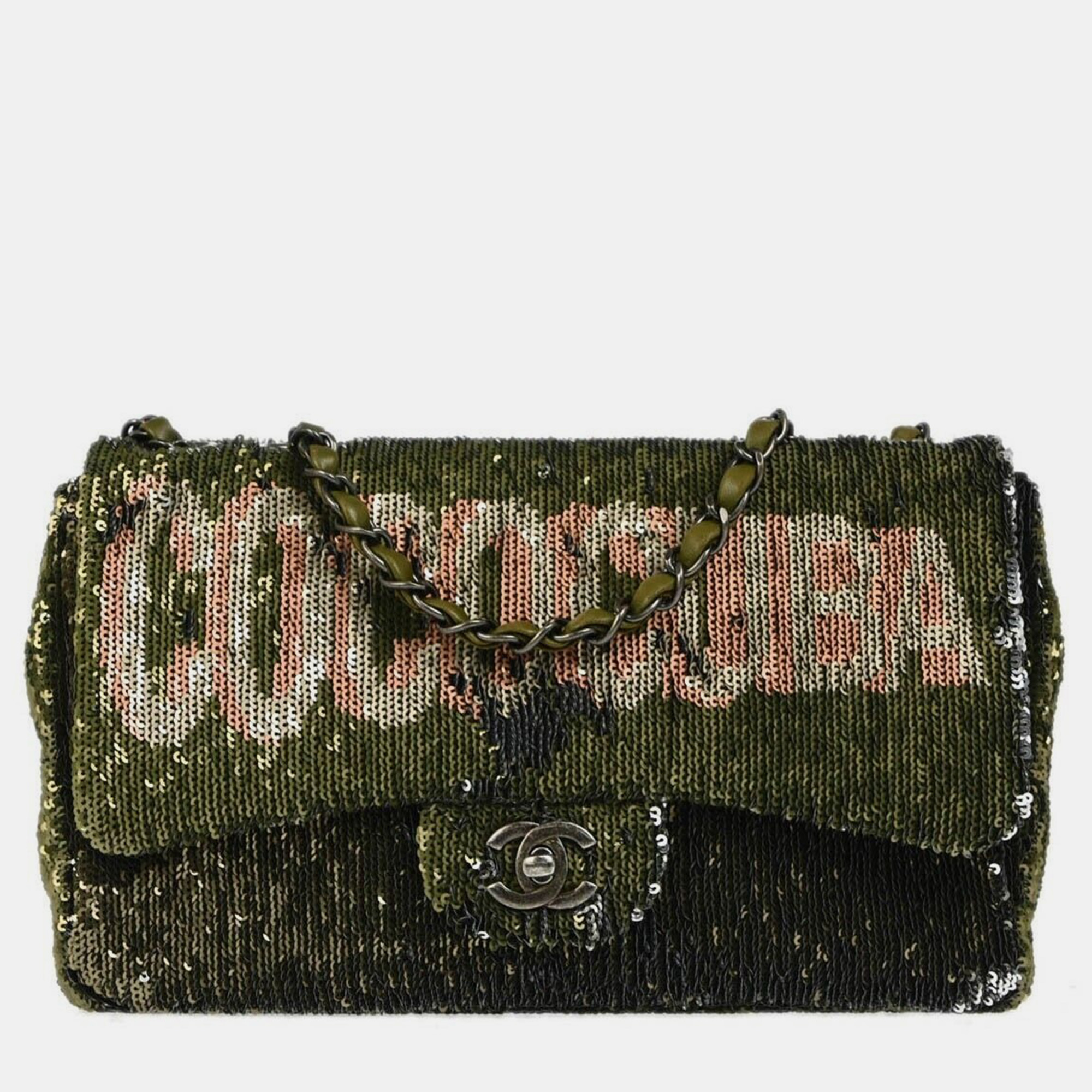 

Chanel Green Sequins Paris-Cuba Single Flap Shoulder Bag