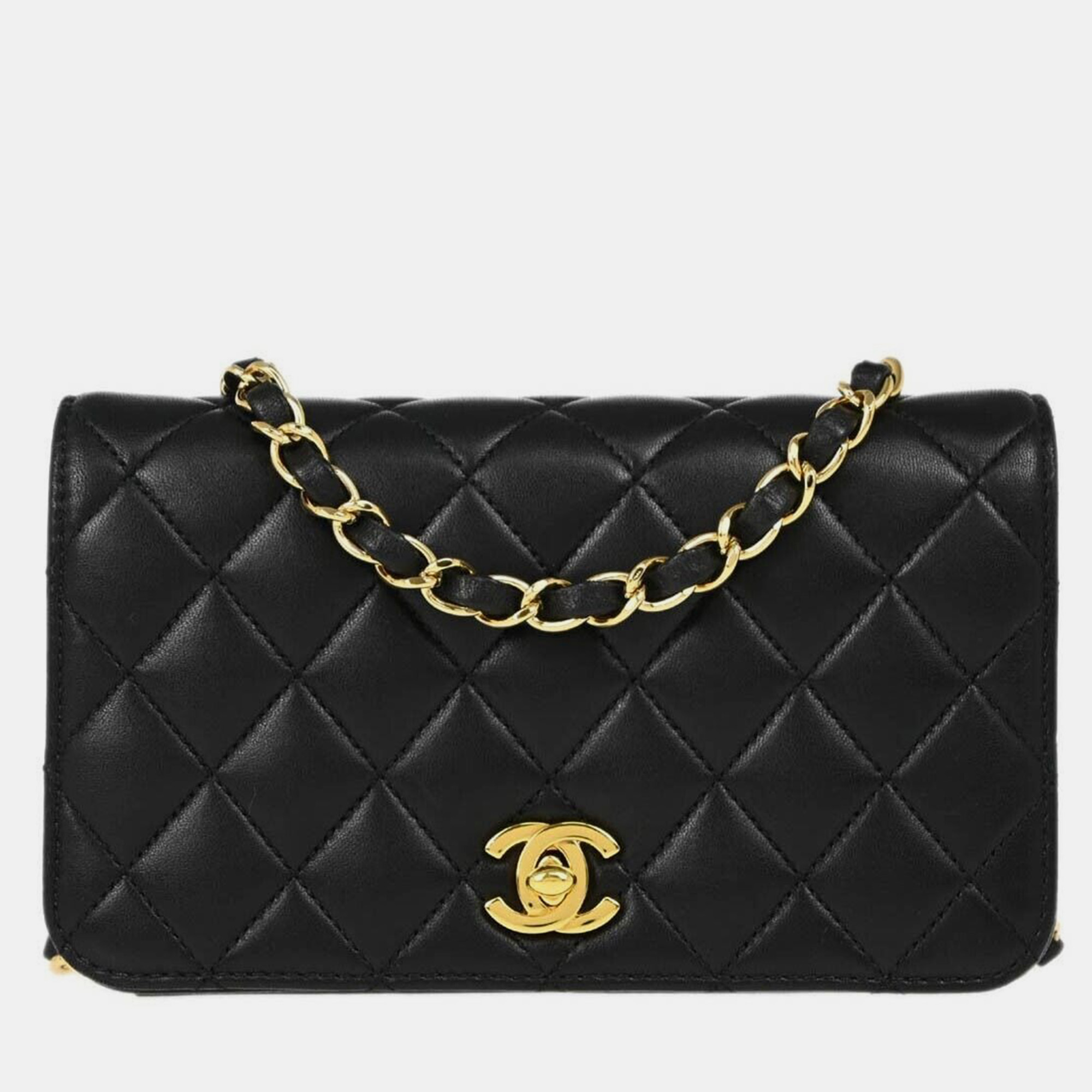 

Chanel Black Lambskin Turnlock Mini Full Flap Shoulder Bag