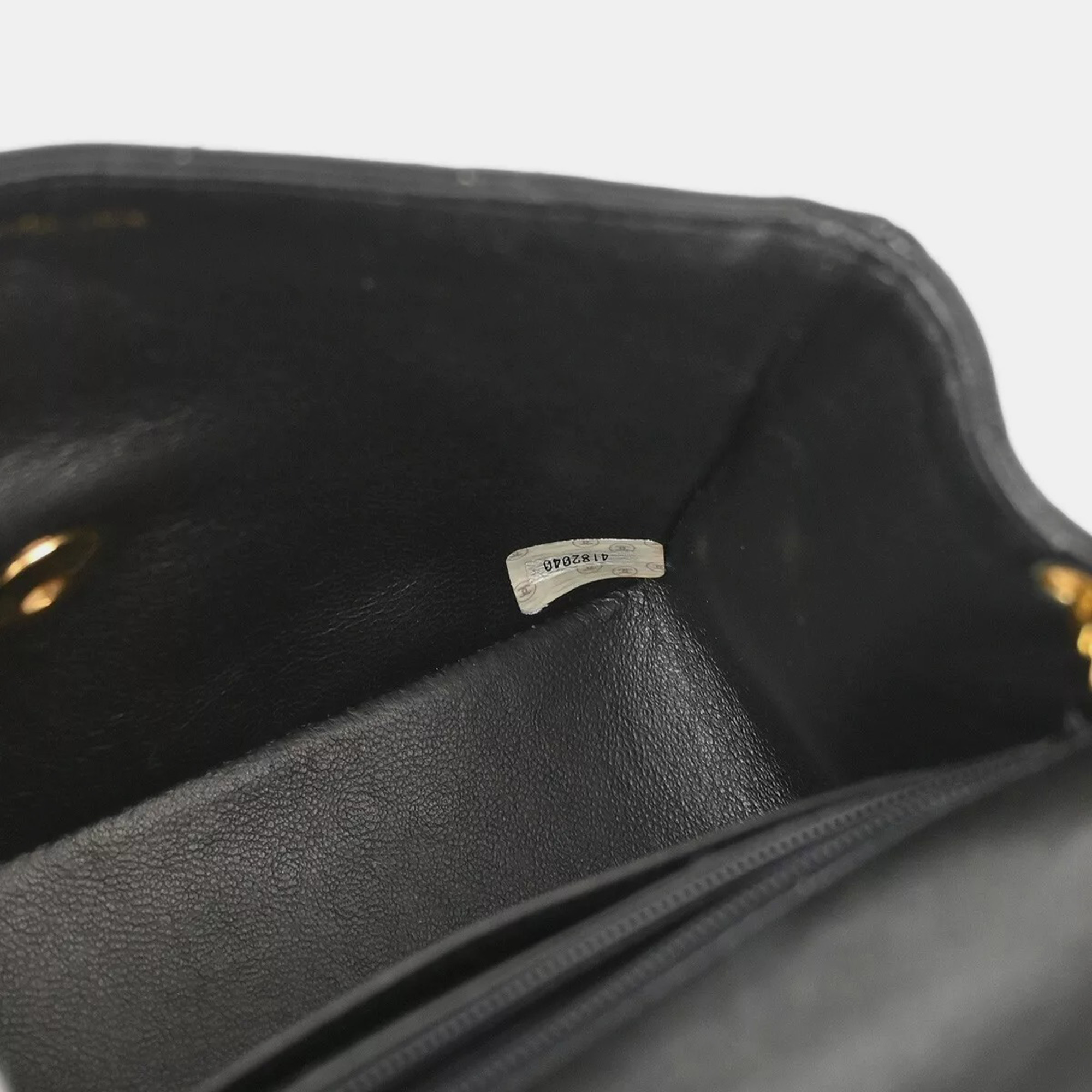 Chanel Black Lambskin Mini Classic Square Flap Shoulder  Bag 