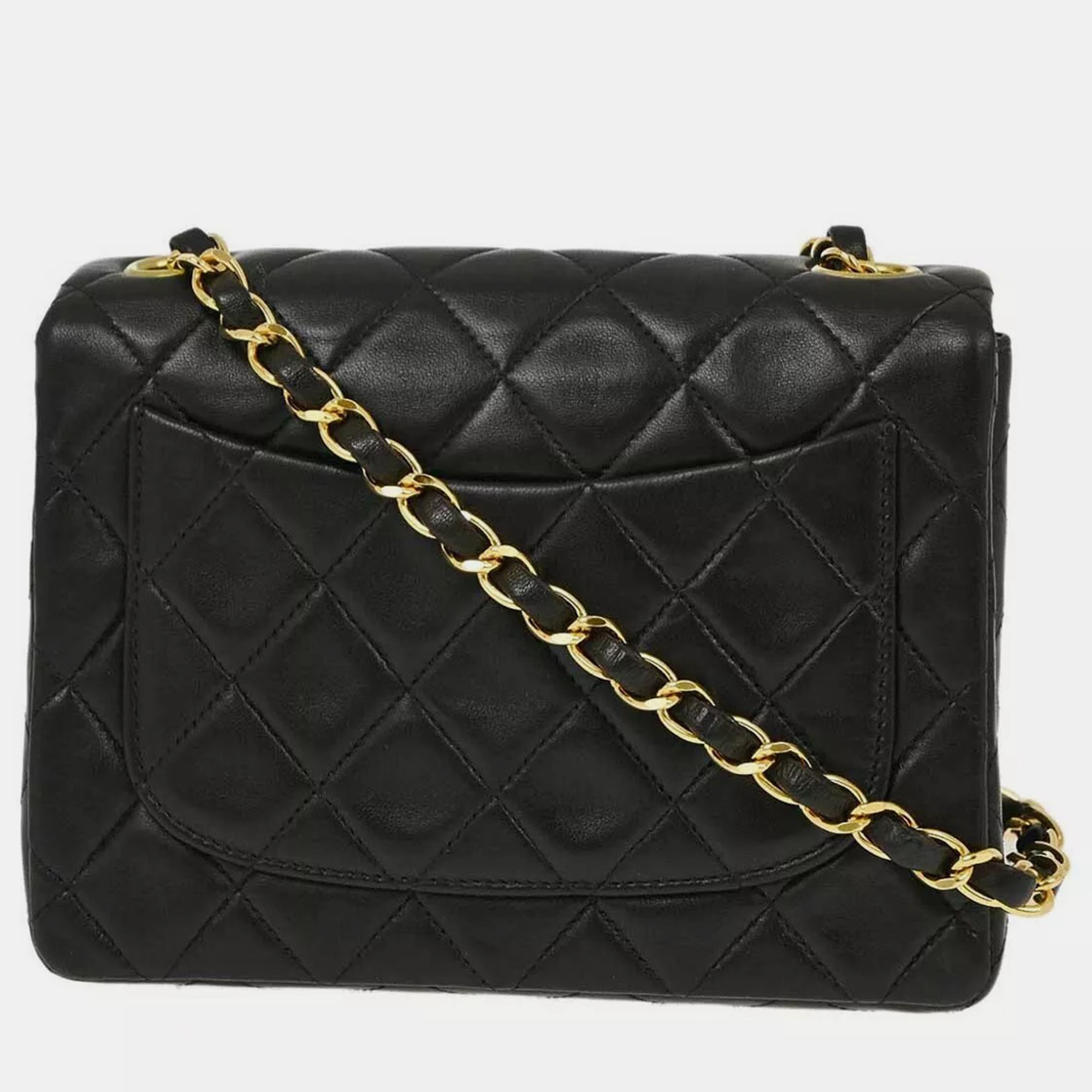 Chanel Black Lambskin Mini Classic Square Flap Shoulder  Bag 