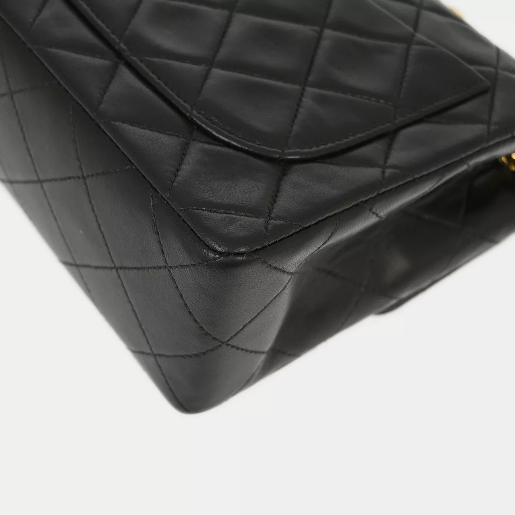 Chanel Black Lambskin Mini Classic Square Flap Shoulder  Bag 