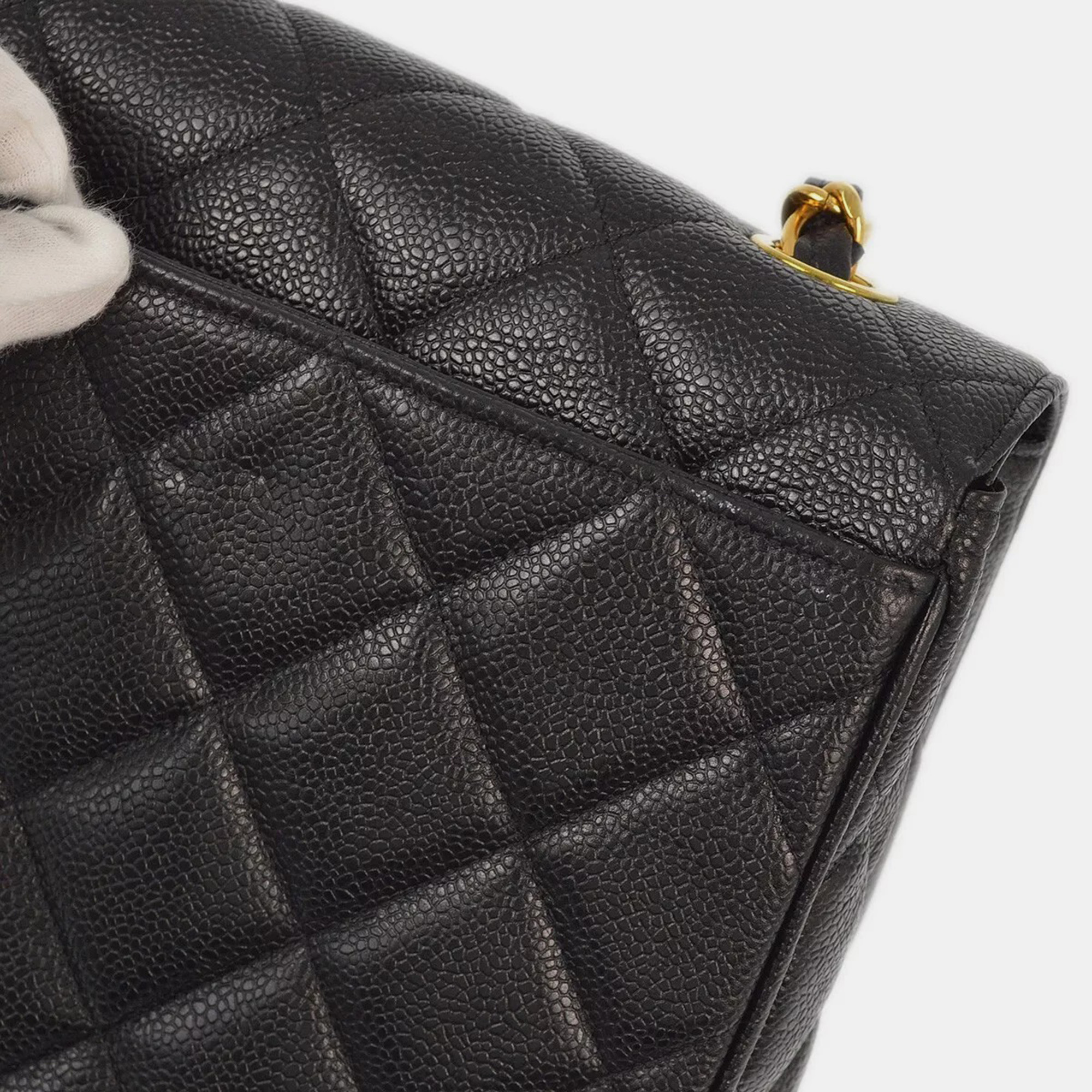 Chanel Black Black Calfskin Straight Flap Chain Shoulder  Bag 