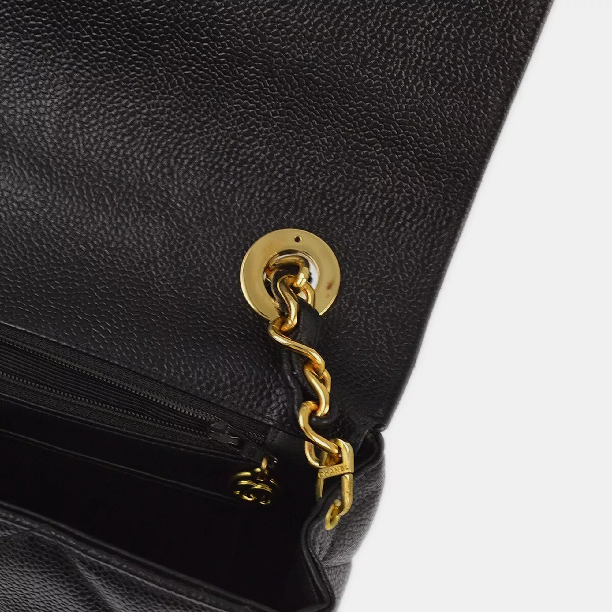 Chanel Black Black Calfskin Straight Flap Chain Shoulder  Bag 