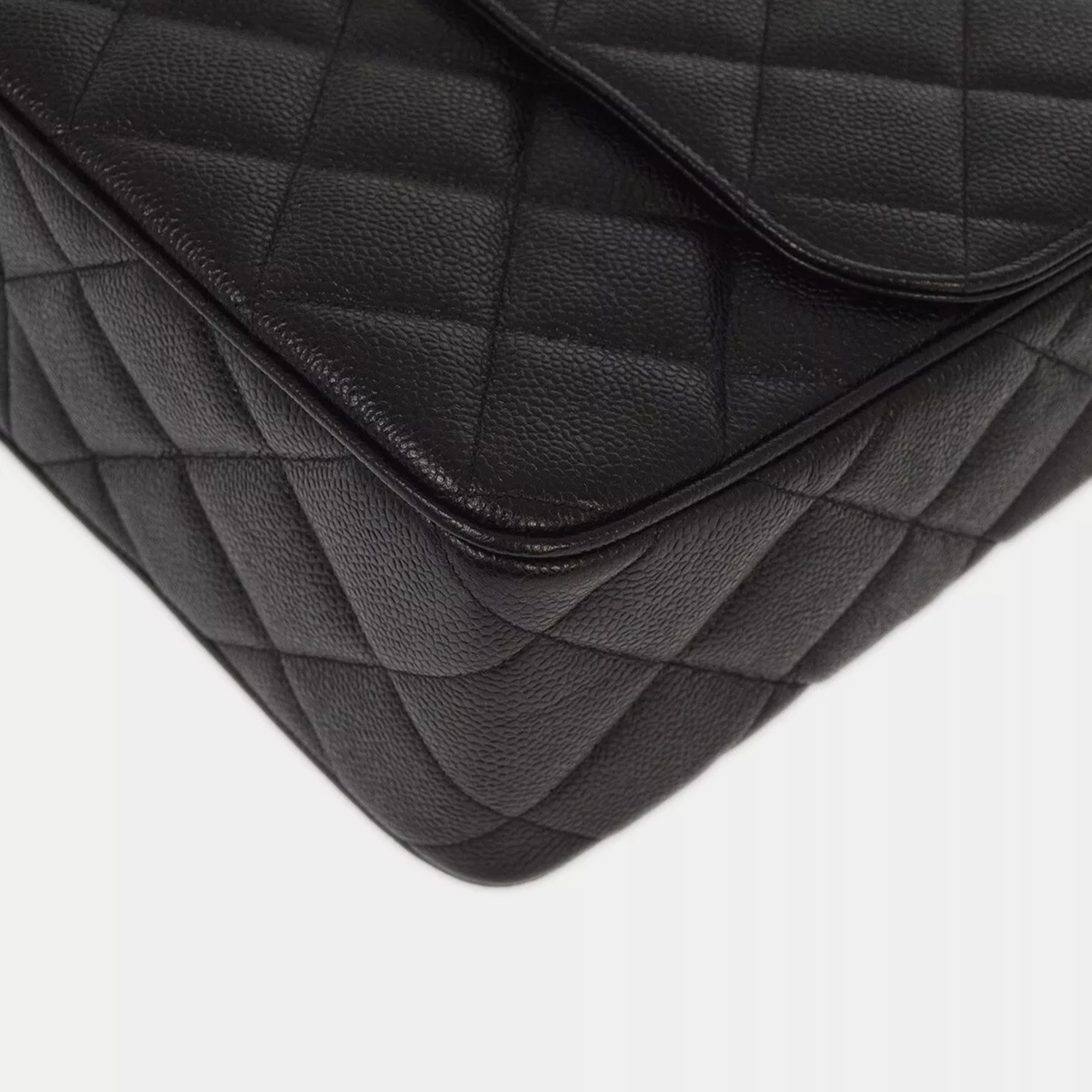 Chanel Black Black Calfskin Straight Flap Chain Shoulder  Bag 